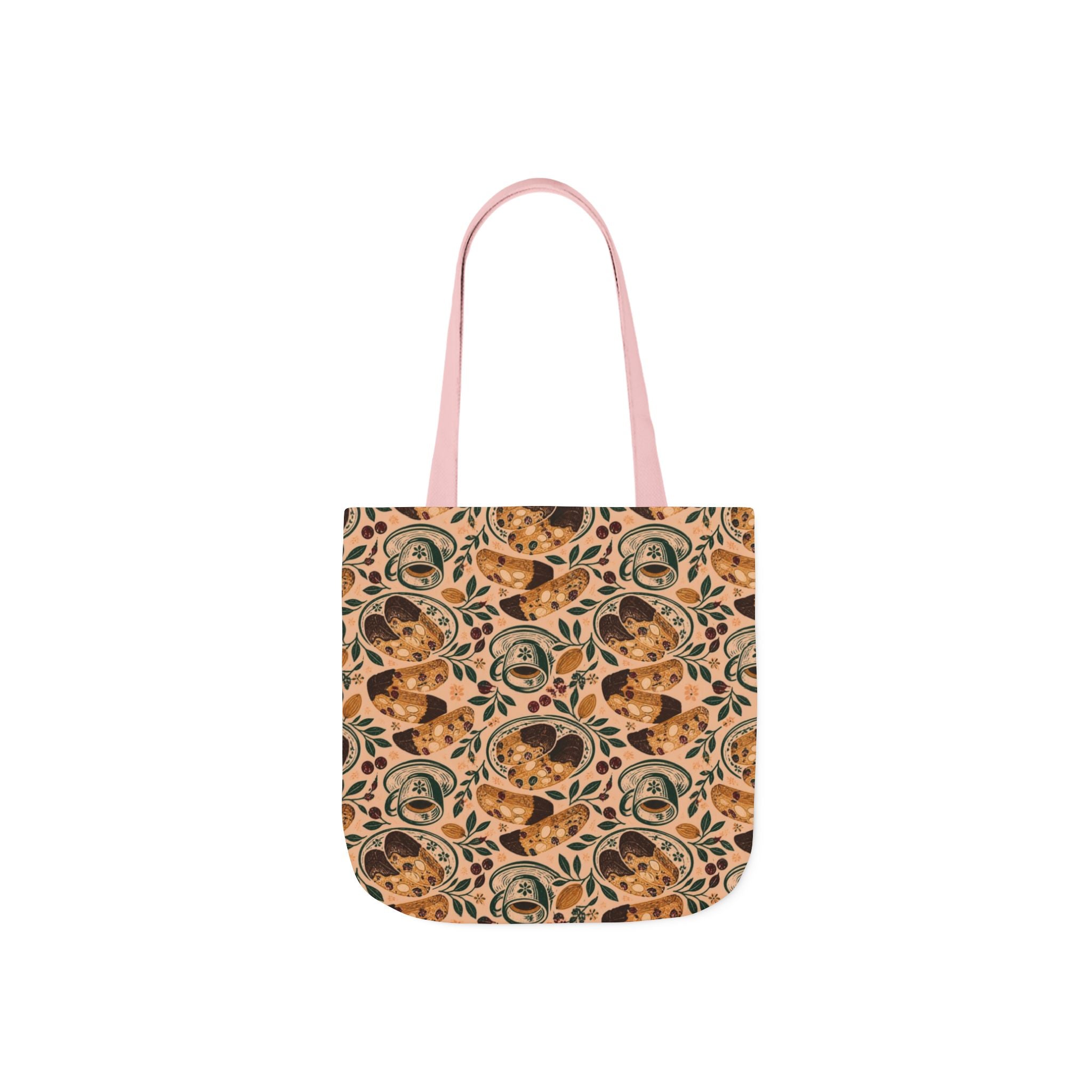 Almond Biscotti Canvas Tote Bag Mediterranean Kitchen Linocut Design Italian Cottagecore Gift
