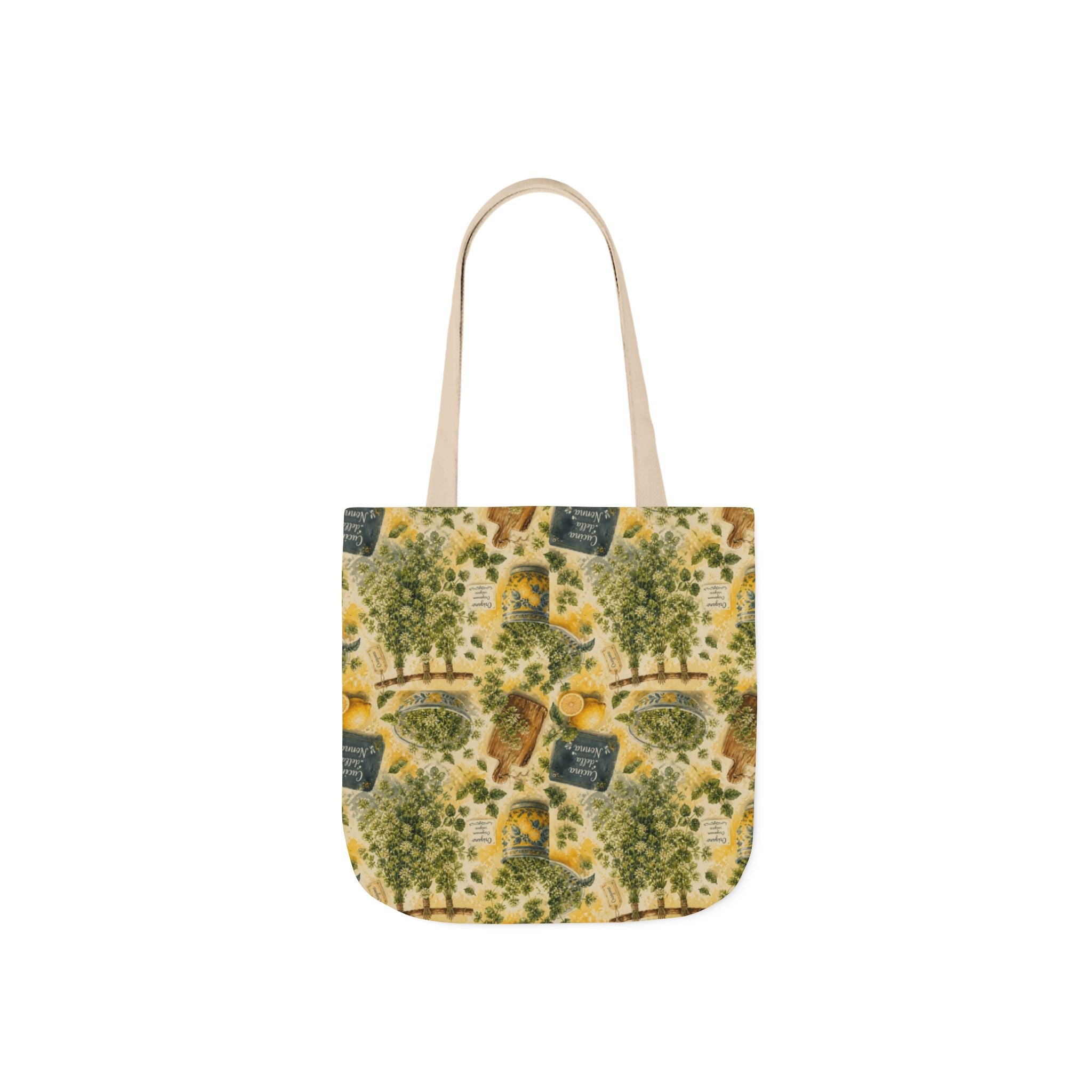 Oregano Sprigs Canvas Tote Bag Mediterranean Kitchen Watercolor Splash Design Italian Cottagecore Gift