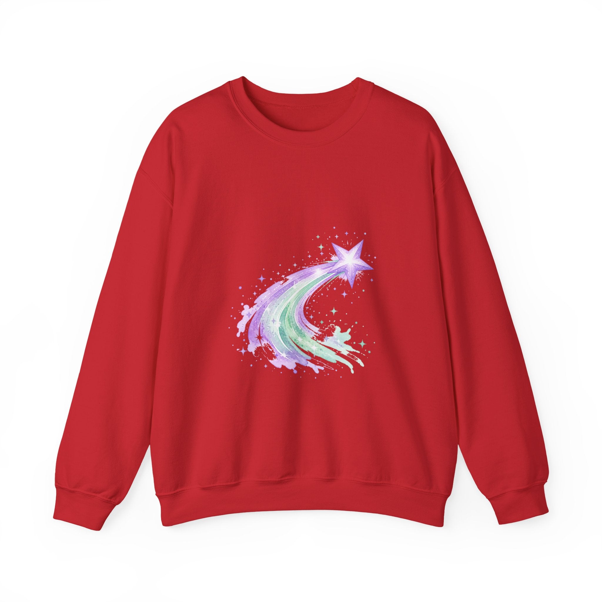Matching Couple Sweatshirt - Shooting Star & North Star Matching Couple Crewneck Sweatshirt Watercolor Art His Hers Engagement Gift - Design A