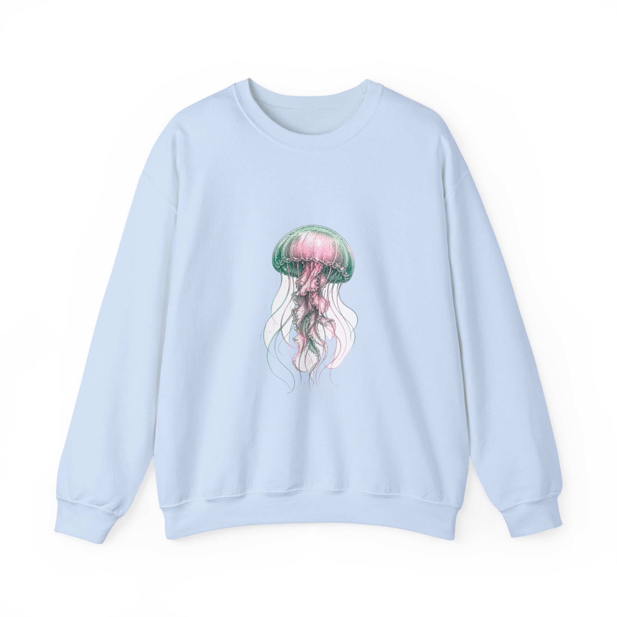 Matching Couple Sweatshirt - Octopus & Jellyfish Matching Couple Premium Fleece Sweatshirt Hand-Drawn Art His Hers Anniversary Gift - Design B