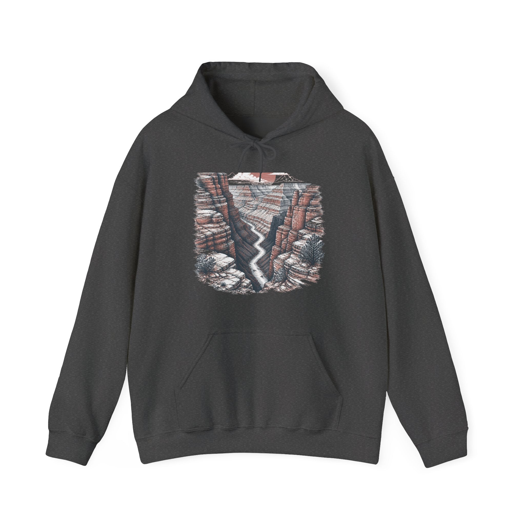 Matching Couple Sweatshirt - Lavender Fields & Canyon Matching Couple Hooded Sweatshirt Hand-Drawn Art His Hers Best Friend Gift - Design B