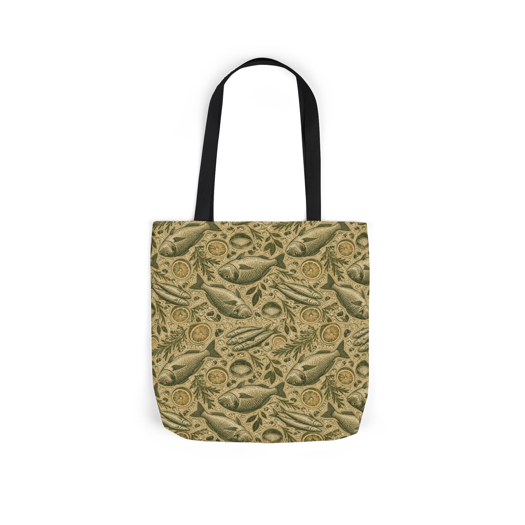 Mediterranean Fish Canvas Tote Bag Mediterranean Kitchen Linocut Design Italian Cottagecore Gift