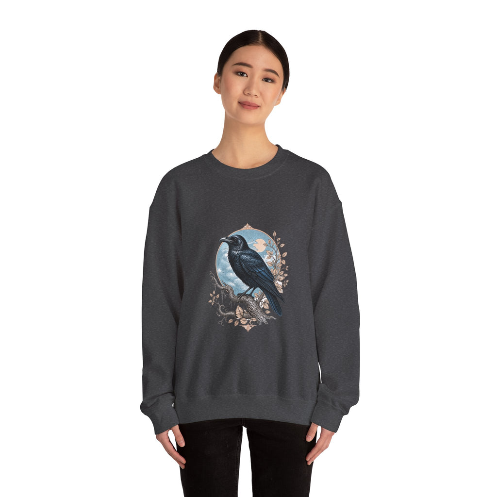 Matching Couple Sweatshirt - Raven & Swan Matching Couple Crewneck Sweatshirt Vintage Art His Hers Wedding Gift - Design A