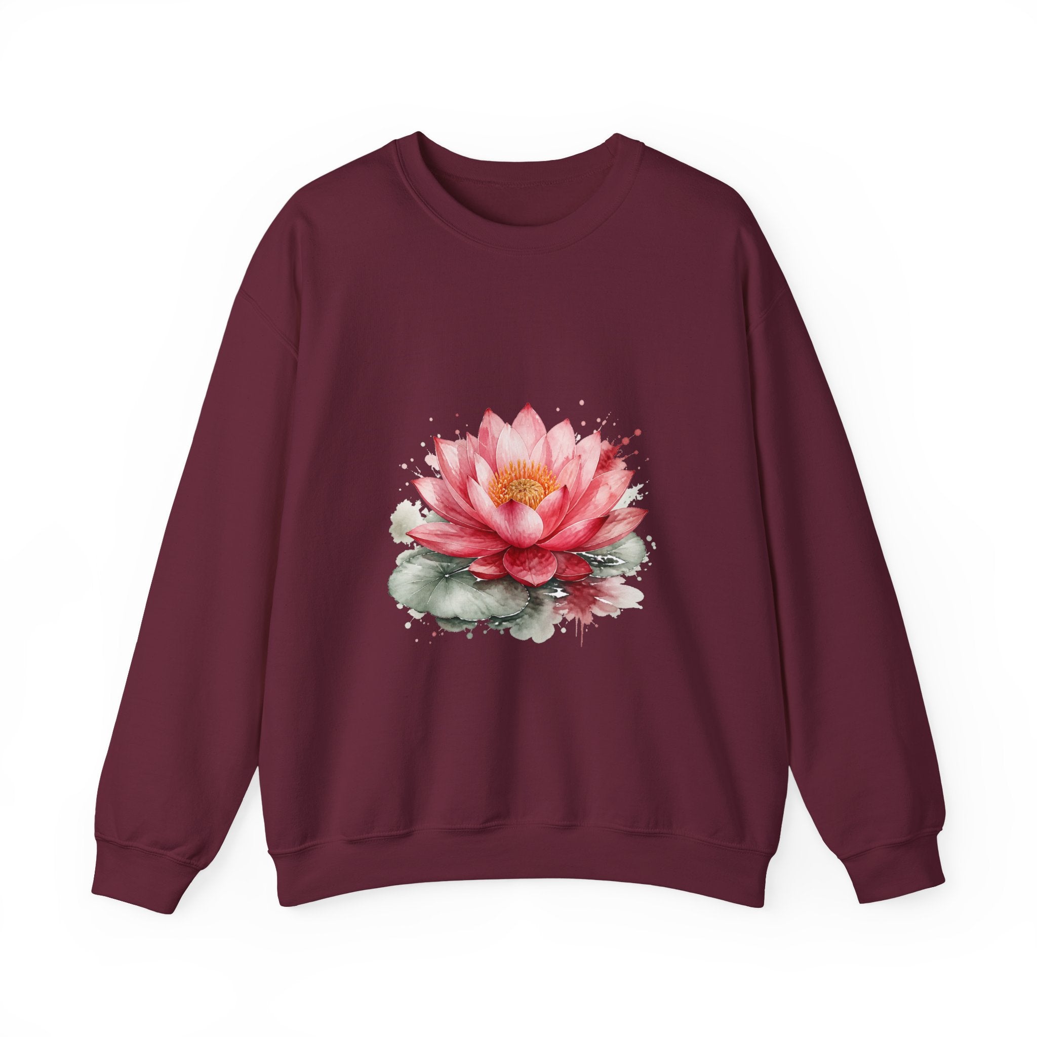 Matching Couple Sweatshirt - Open & Closed Lotus Matching Couple Crewneck Sweatshirt Watercolor Art His Hers Engagement Gift - Design A