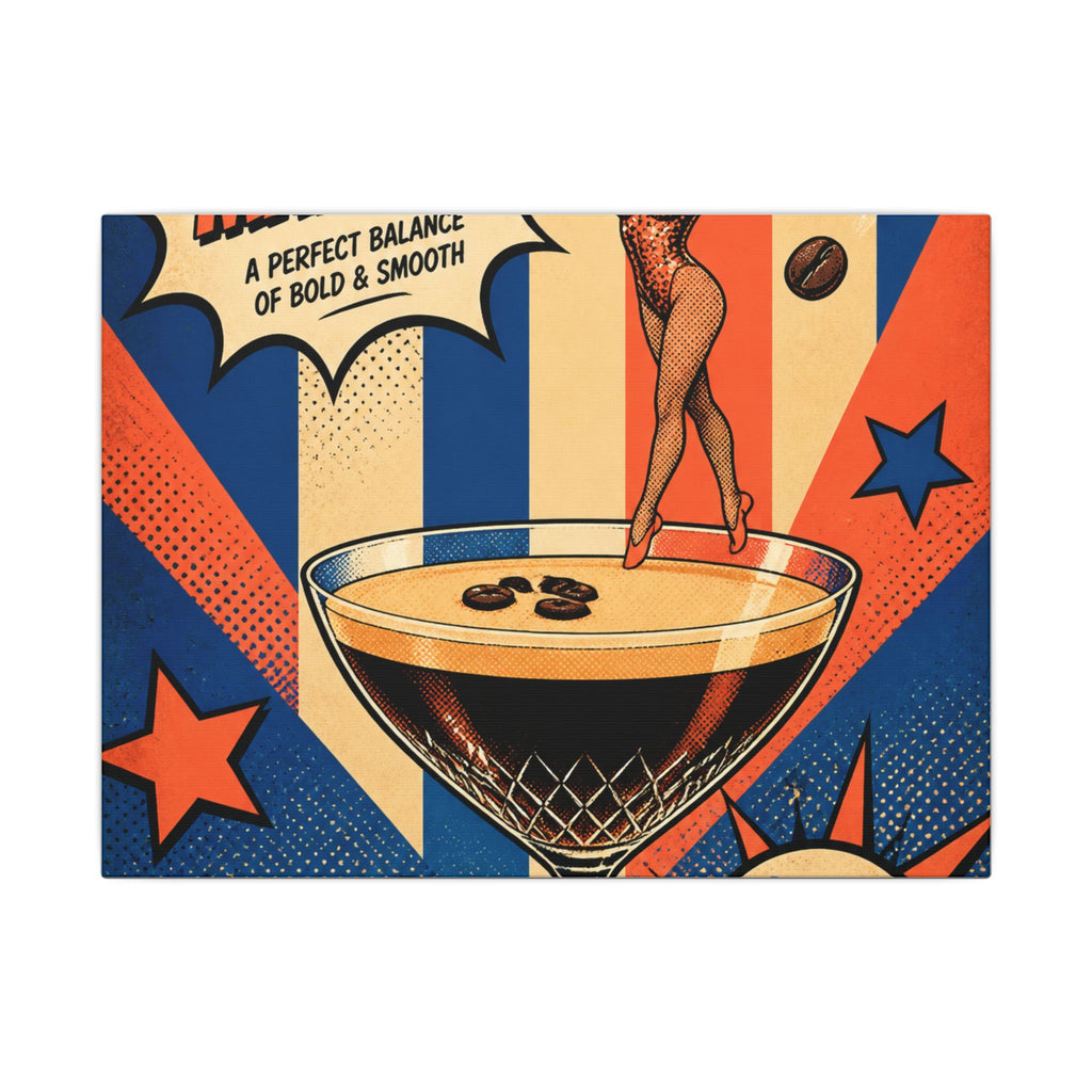 Espresso Martini Acrobat Wall Art Canvas 24×36 Pop Art Restaurant Decor Maximalist Print
