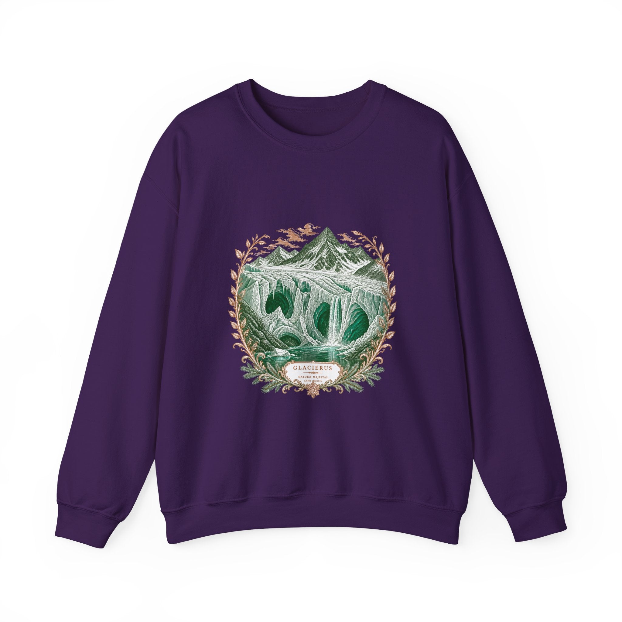 Matching Couple Sweatshirt - Volcano & Glacier Matching Couple Crewneck Sweatshirt Vintage Art His Hers Wedding Gift - Design B