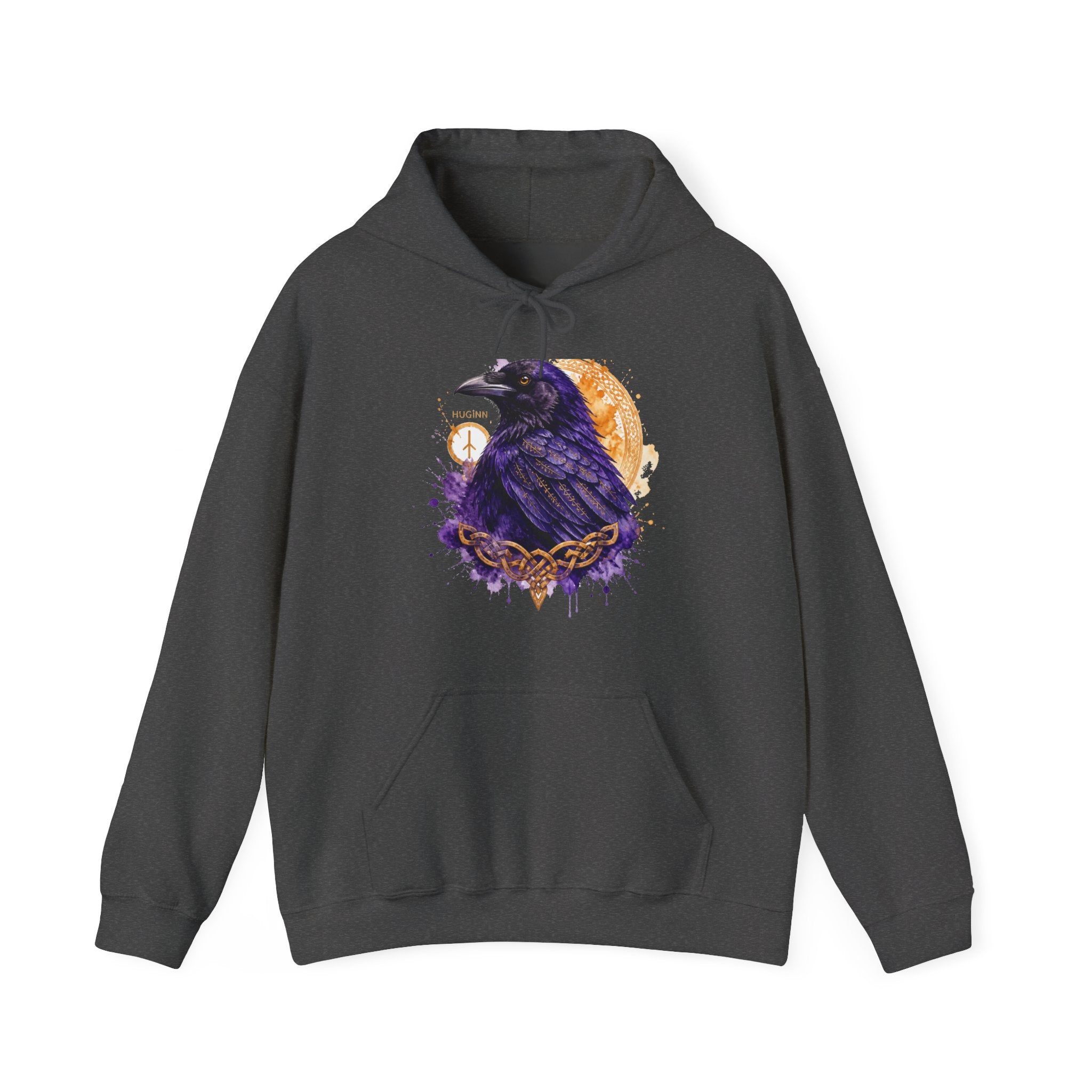Matching Couple Sweatshirt - Huginn & Muninn Matching Couple Hooded Sweatshirt Watercolor Art His Hers Engagement Gift - Design A