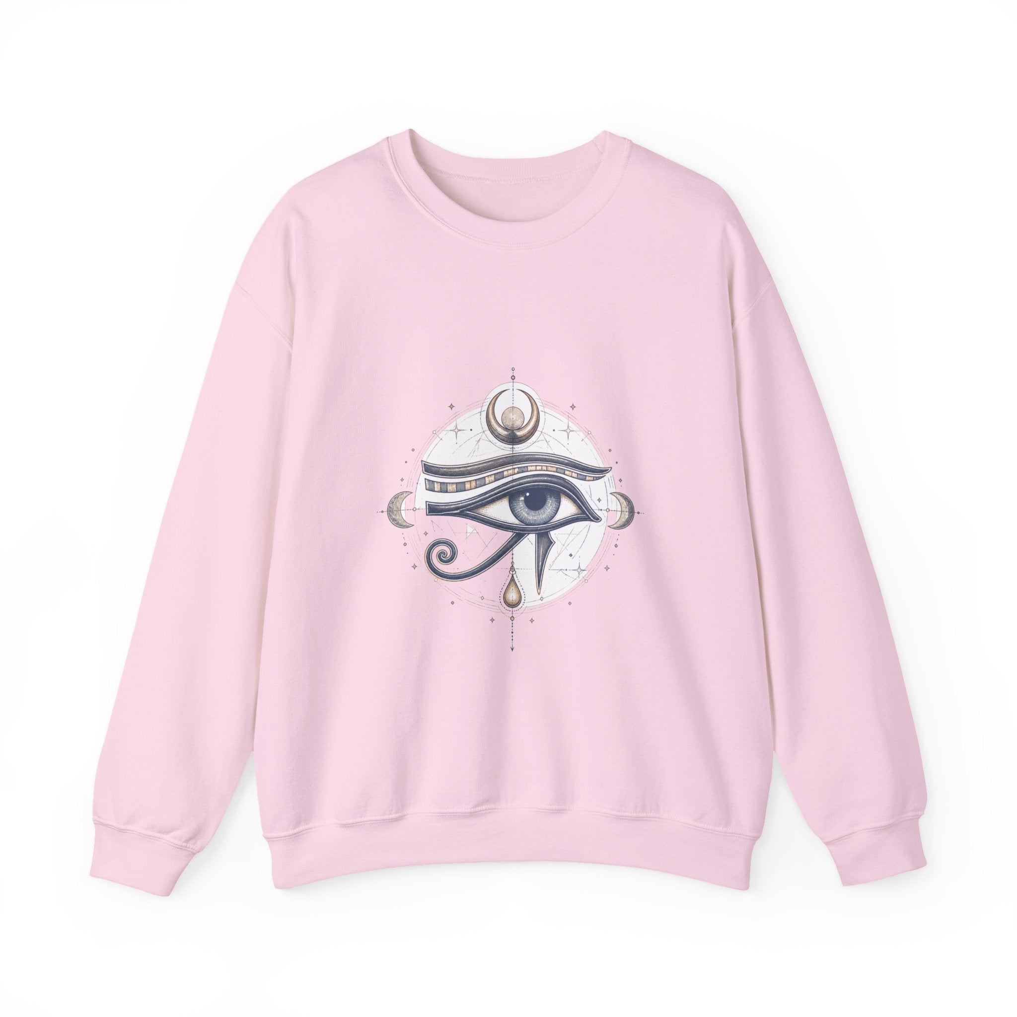 Matching Couple Sweatshirt - Eye of Ra & Horus Matching Couple Crewneck Sweatshirt Hand-Drawn Art His Hers Best Friend Gift - Design B