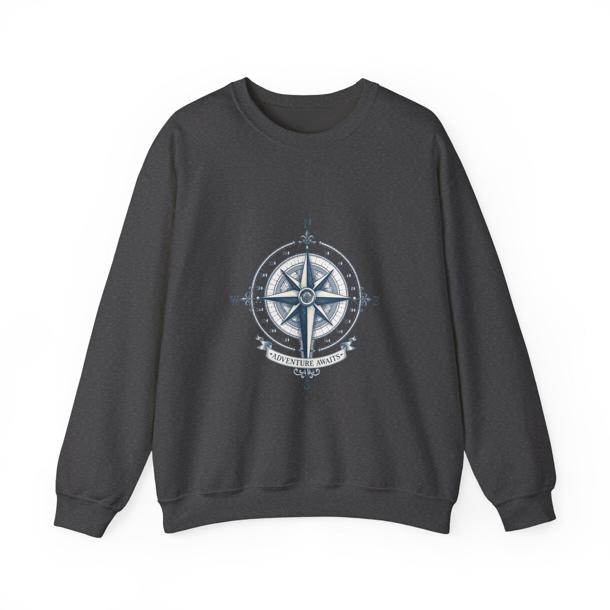Matching Couple Sweatshirt - Compass North & South Matching Couple Crewneck Sweatshirt Hand-Drawn Art His Hers Best Friend Gift - Design B