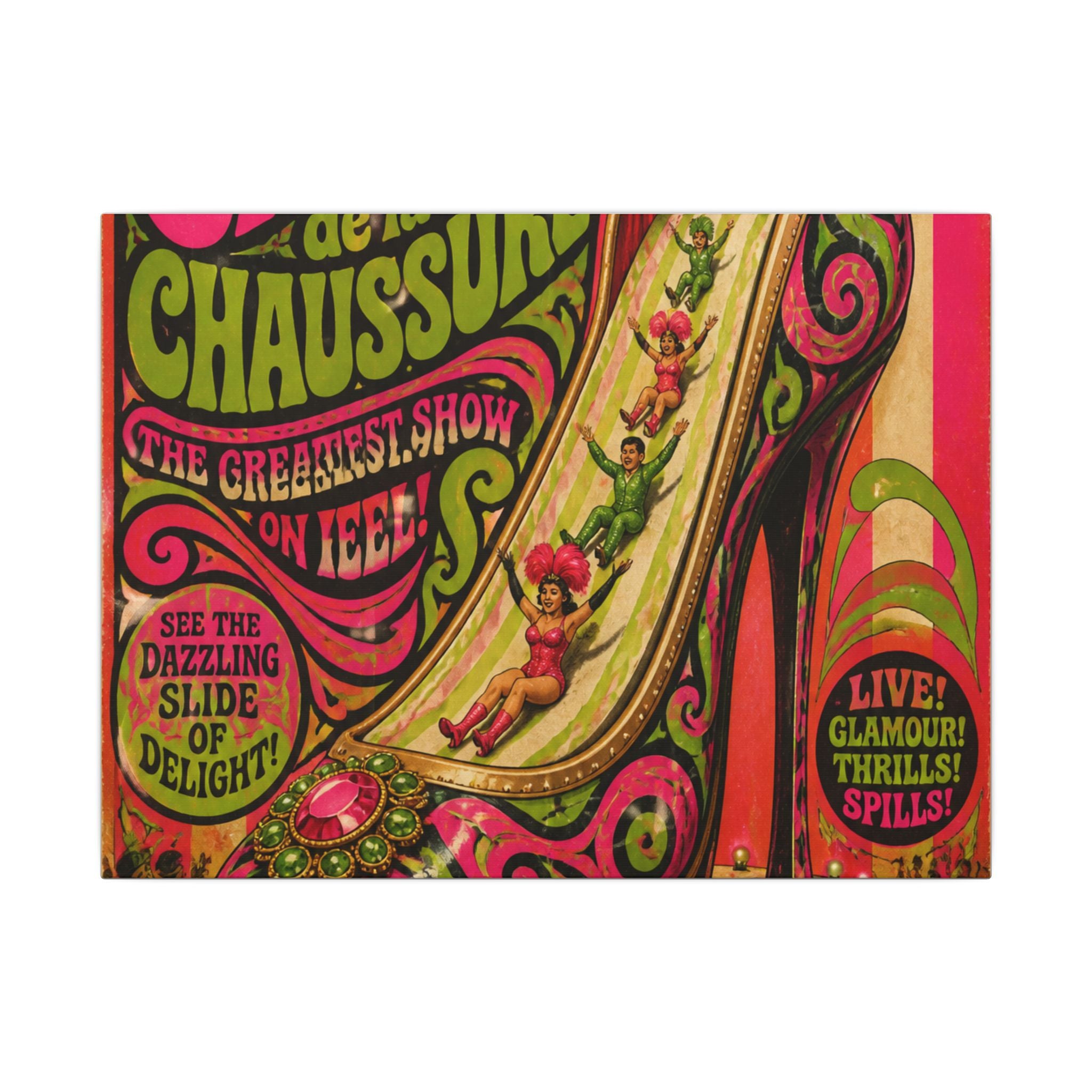 High Heel Slide Wall Art Canvas 24×36 Psychedelic Dining Room Decor Maximalist Print