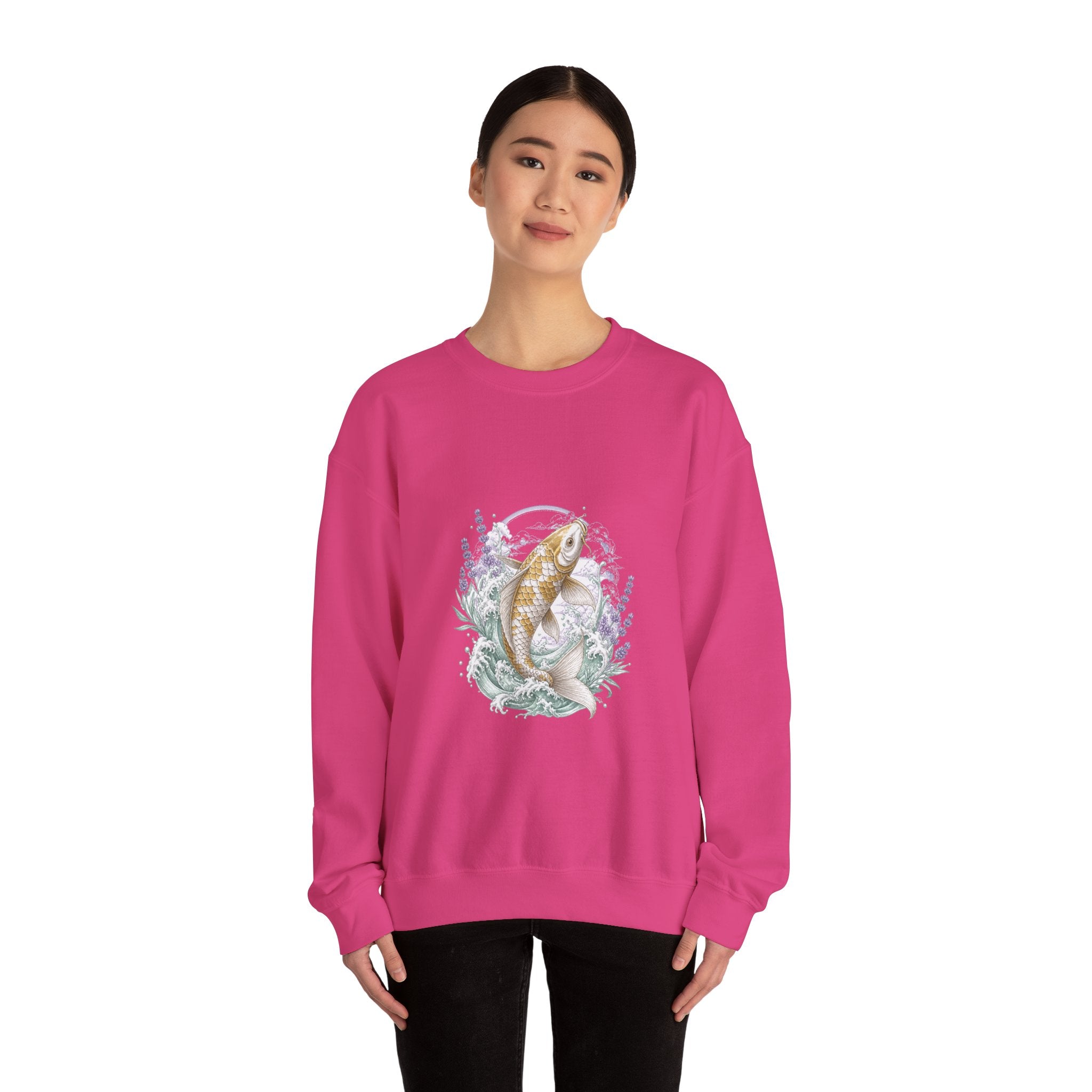 Matching Couple Sweatshirt - Koi Fish Yin Yang Matching Couple Crewneck Sweatshirt Vintage Art His Hers Wedding Gift - Design A