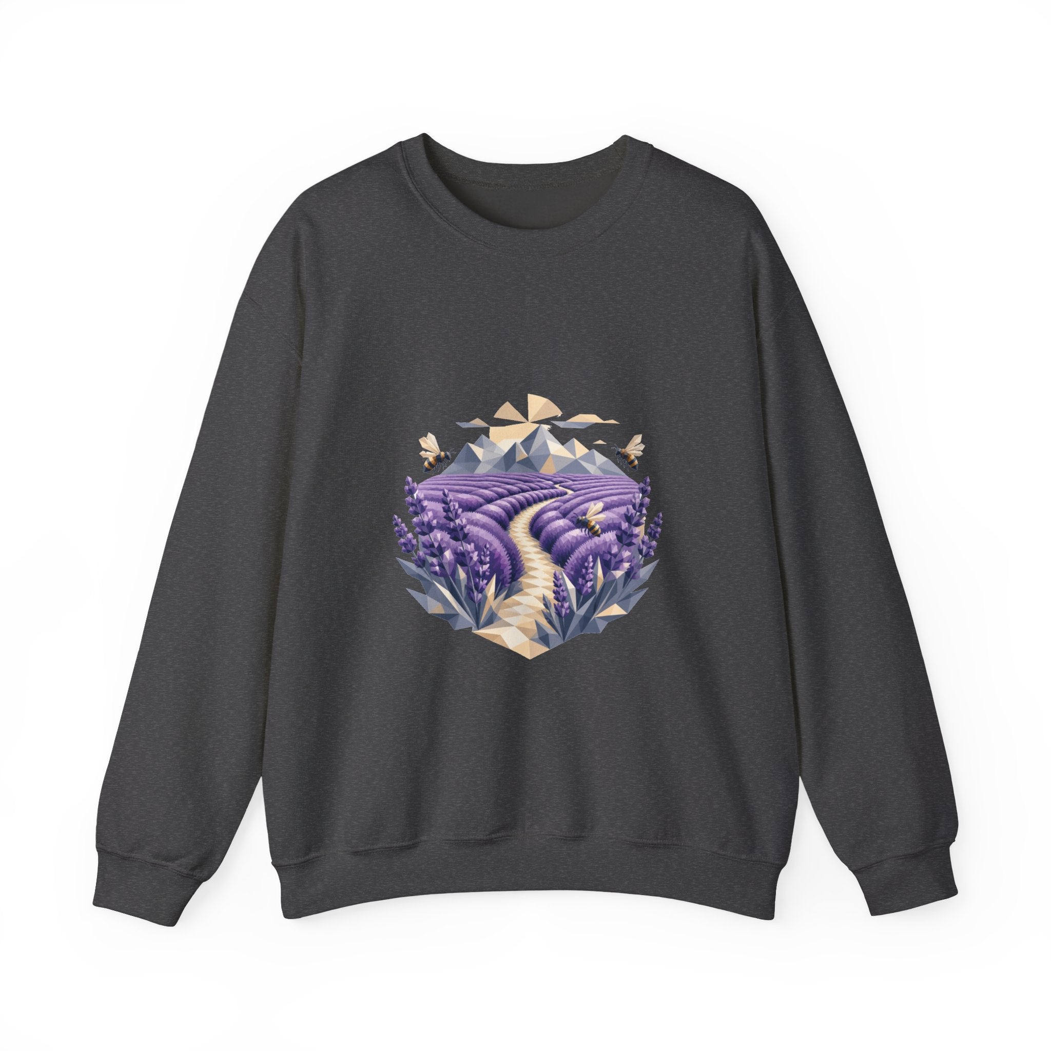 Matching Couple Sweatshirt - Lavender Fields & Canyon Matching Couple Crewneck Sweatshirt Geometric Art His Hers Couple Gift - Design A