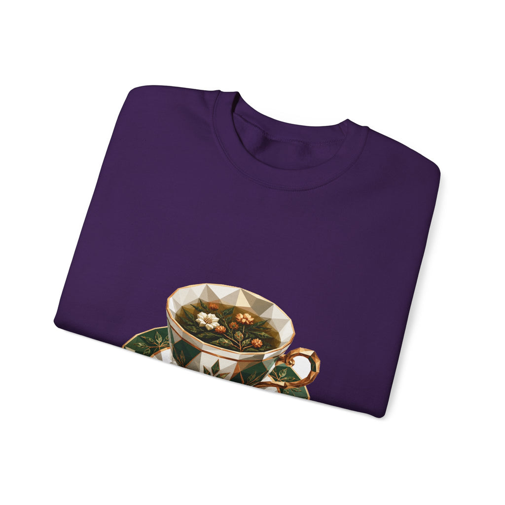 Matching Couple Sweatshirt - Coffee & Tea Matching Couple Crewneck Sweatshirt Geometric Art His Hers Couple Gift - Design B