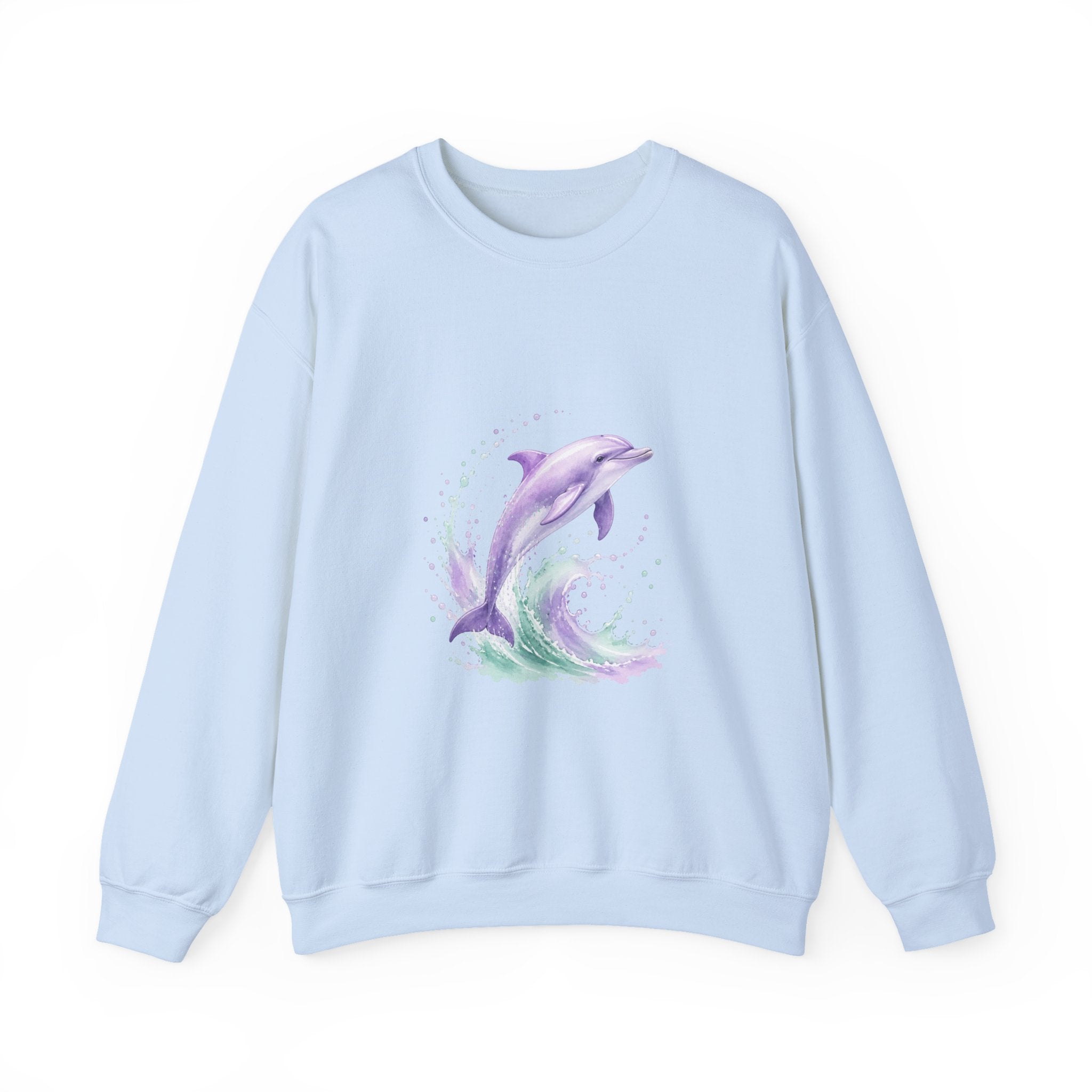 Matching Couple Sweatshirt - Shark & Dolphin Matching Couple Premium Fleece Sweatshirt Watercolor Art His Hers Birthday Gift - Design B