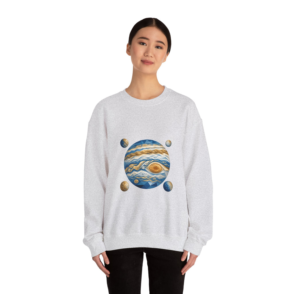 Matching Couple Sweatshirt - Saturn & Jupiter Matching Couple Premium Fleece Sweatshirt Geometric Art His Hers Love Gift - Design B