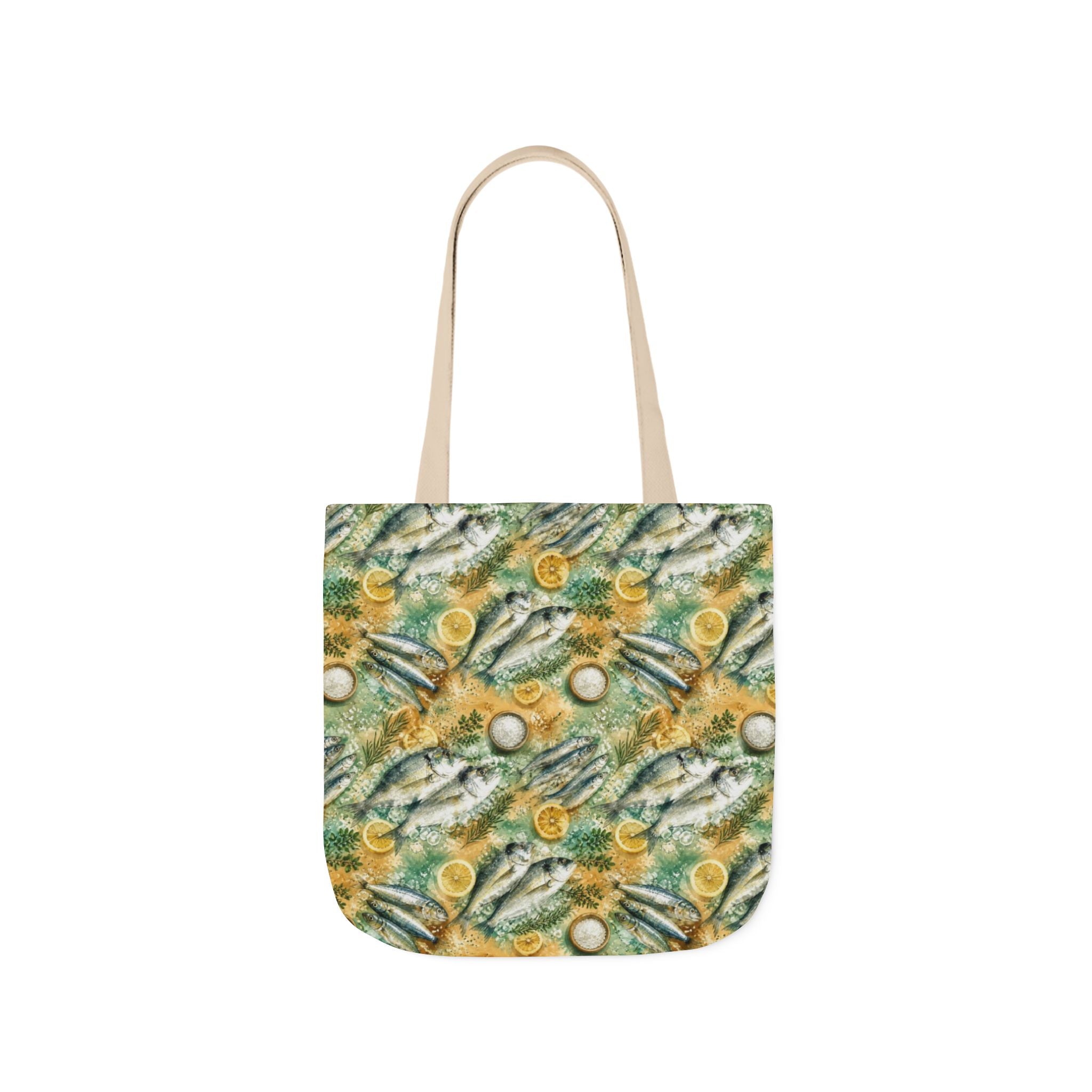 Mediterranean Fish Canvas Tote Bag Mediterranean Kitchen Watercolor Splash Design Italian Cottagecore Gift