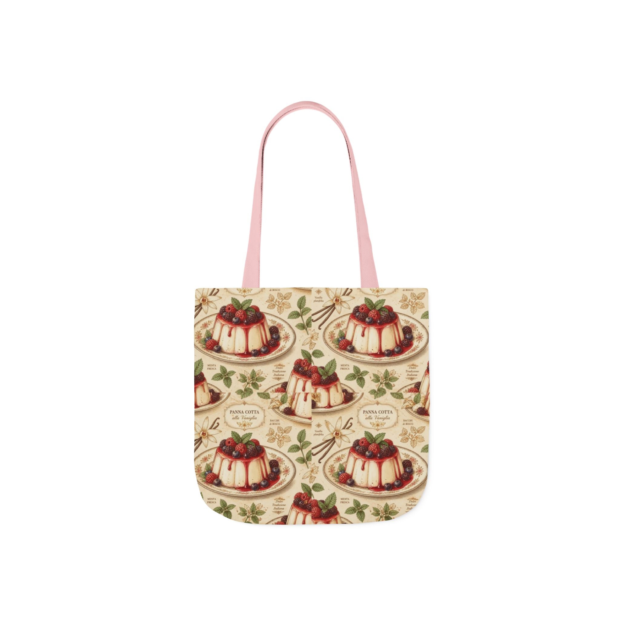 Panna Cotta Canvas Tote Bag Mediterranean Kitchen Botanical Design Italian Cottagecore Gift