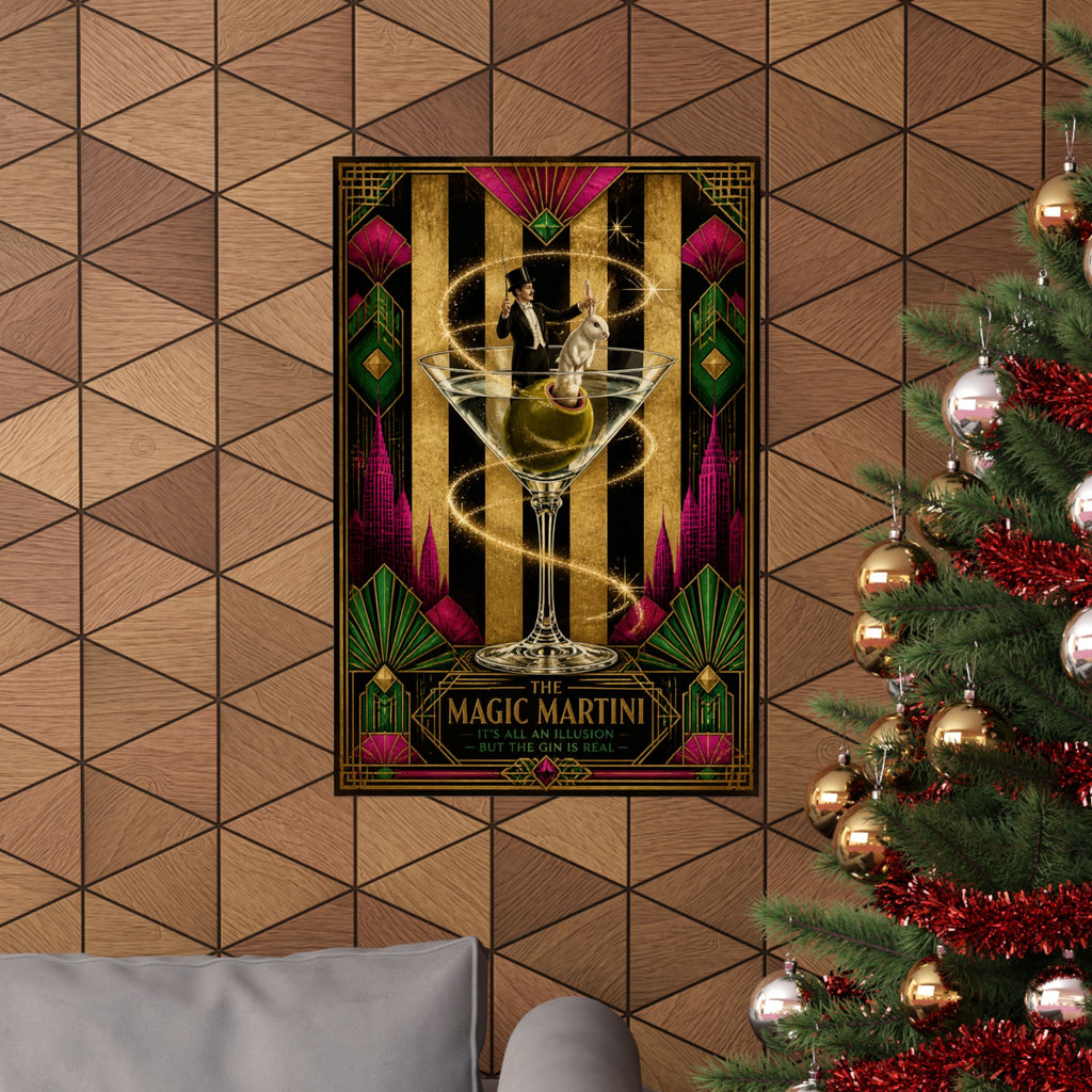 Martini Magician Wall Art Poster 18×24 Art Deco Entryway Decor Maximalist Print