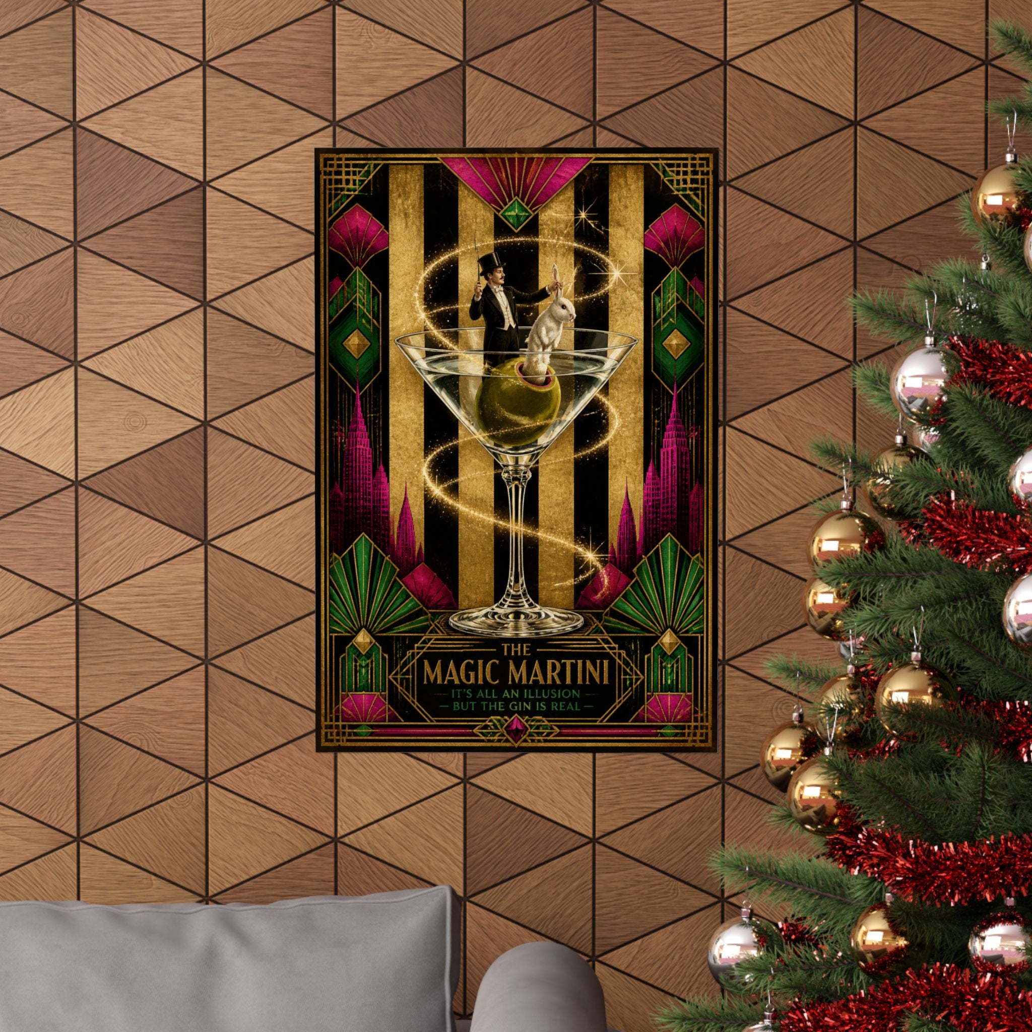 Martini Magician Wall Art Poster 18×24 Art Deco Entryway Decor Maximalist Print