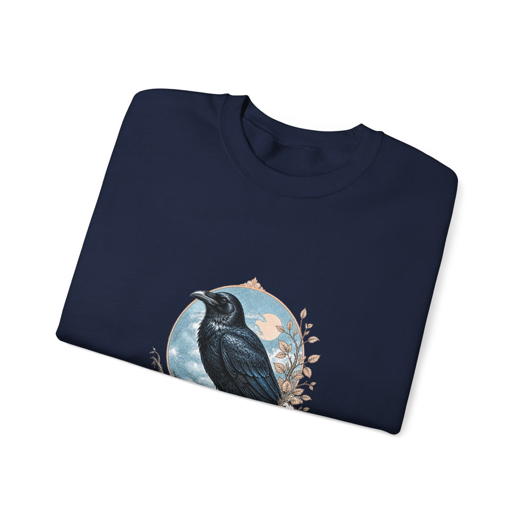 Matching Couple Sweatshirt - Raven & Swan Matching Couple Crewneck Sweatshirt Vintage Art His Hers Wedding Gift - Design A