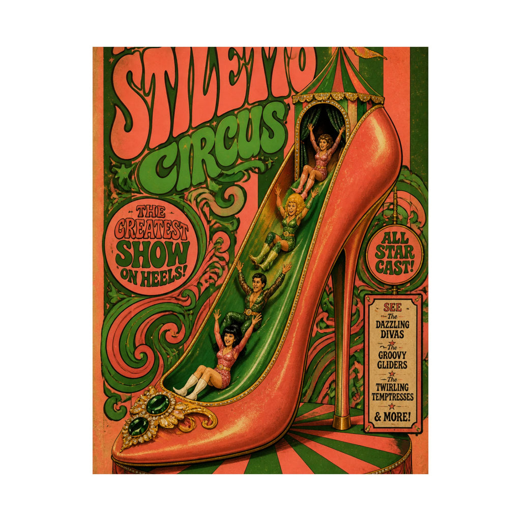 High Heel Slide Wall Art Poster 24×36 Psychedelic Dining Room Decor Maximalist Print