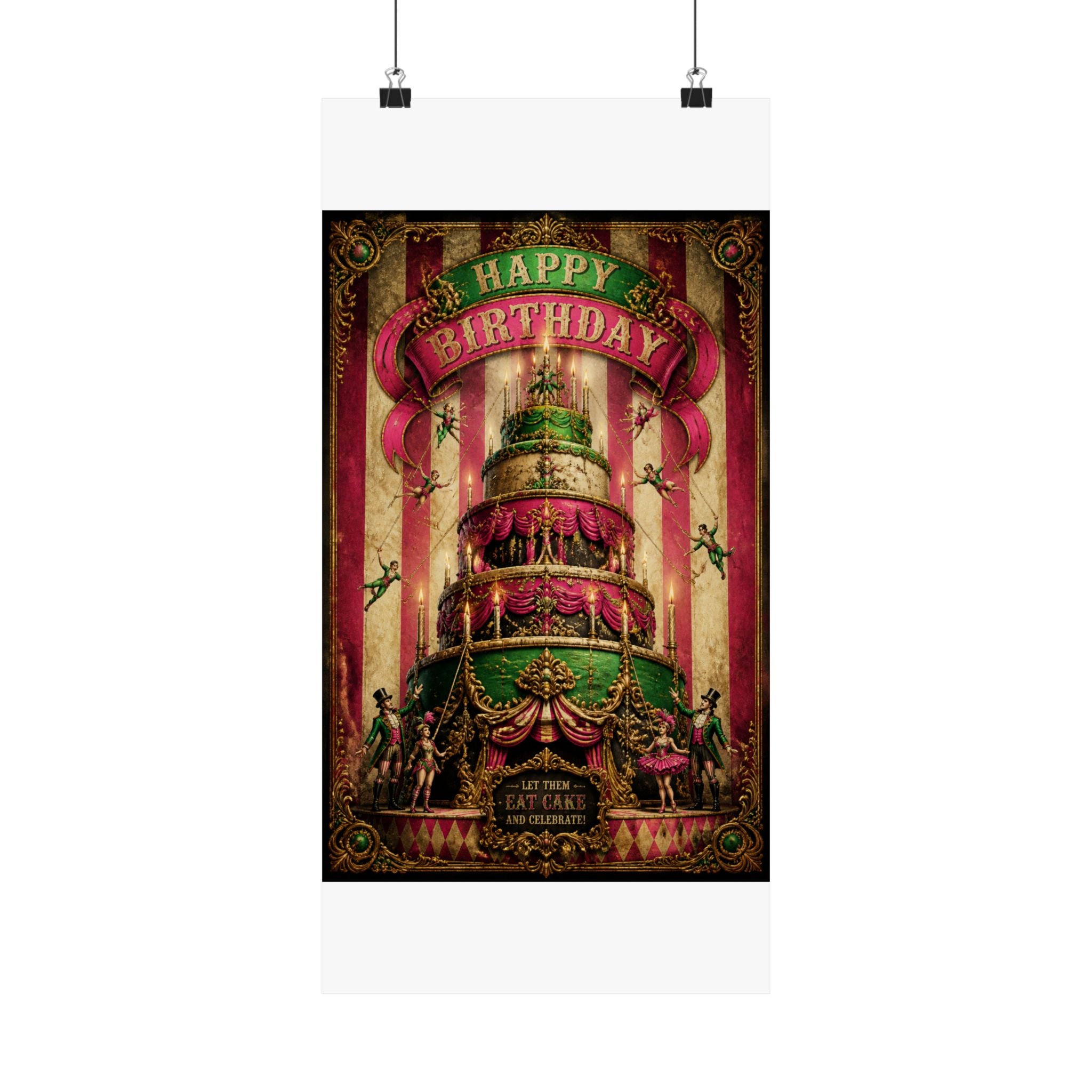 Birthday Cake Trapeze Wall Art Poster 18×24 Baroque Home Office Decor Maximalist Print