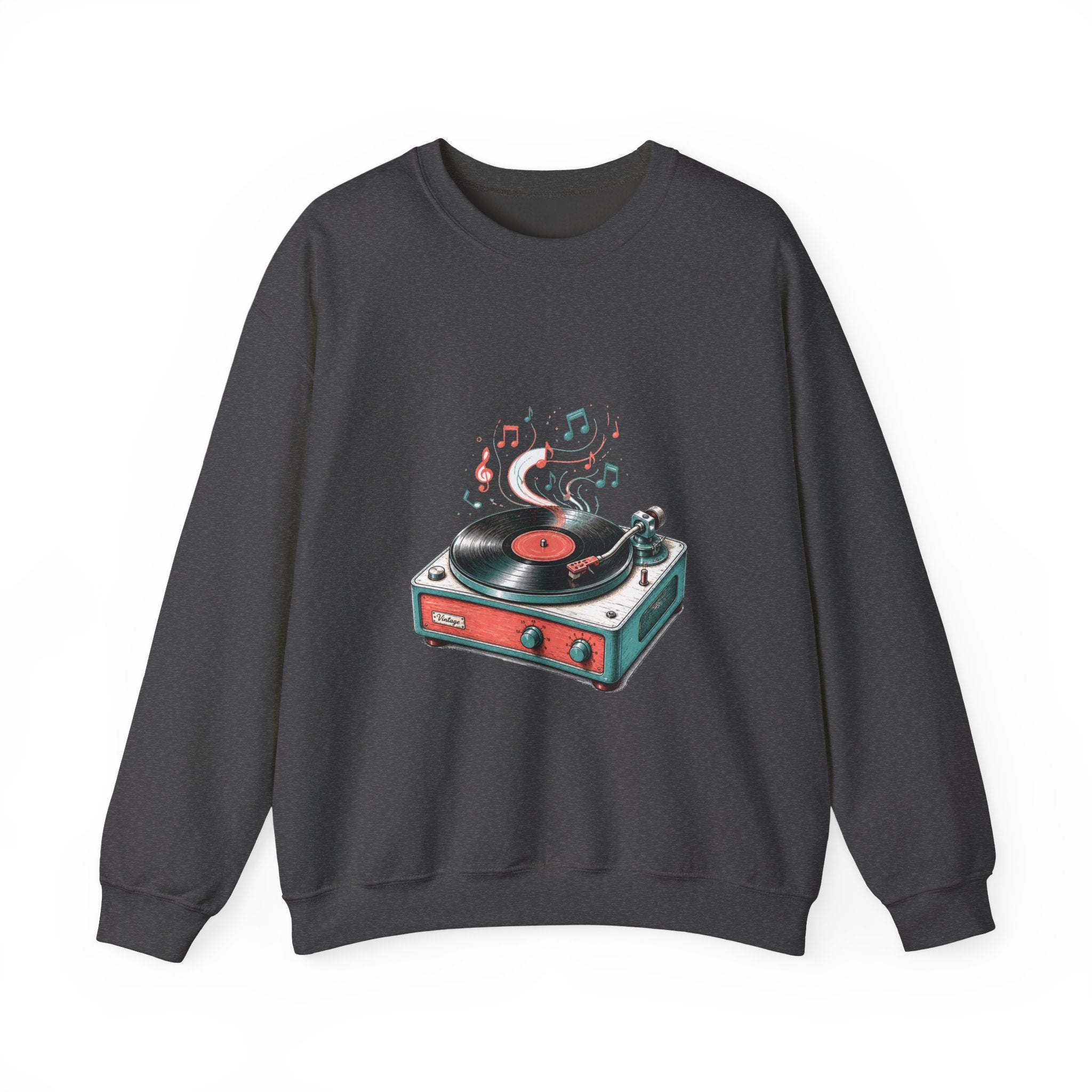 Matching Couple Sweatshirt - Vinyl & Cassette Matching Couple Comfort Colors Crew Hand-Drawn Art His Hers Anniversary Gift - Design A