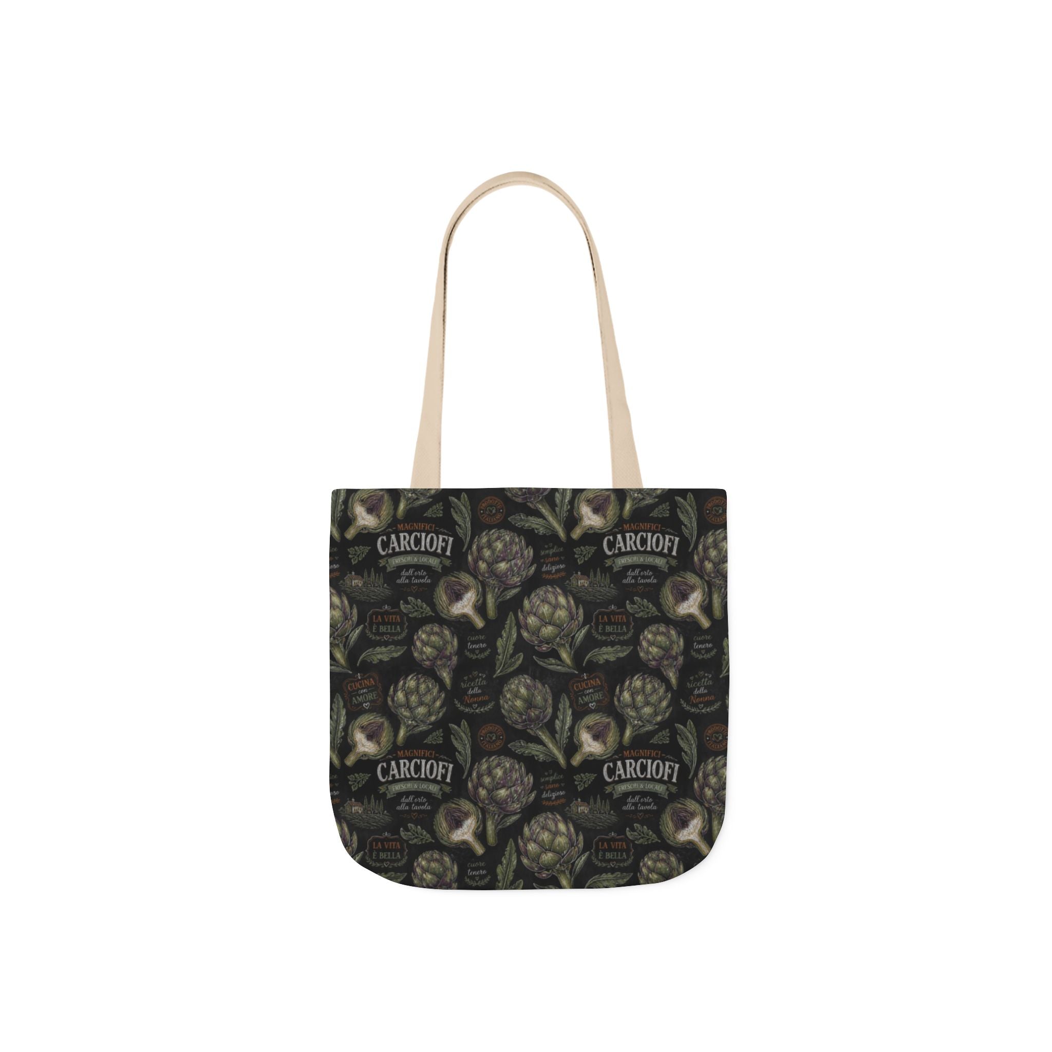 Globe Artichokes Canvas Tote Bag Mediterranean Kitchen Chalk Art Design Italian Cottagecore Gift