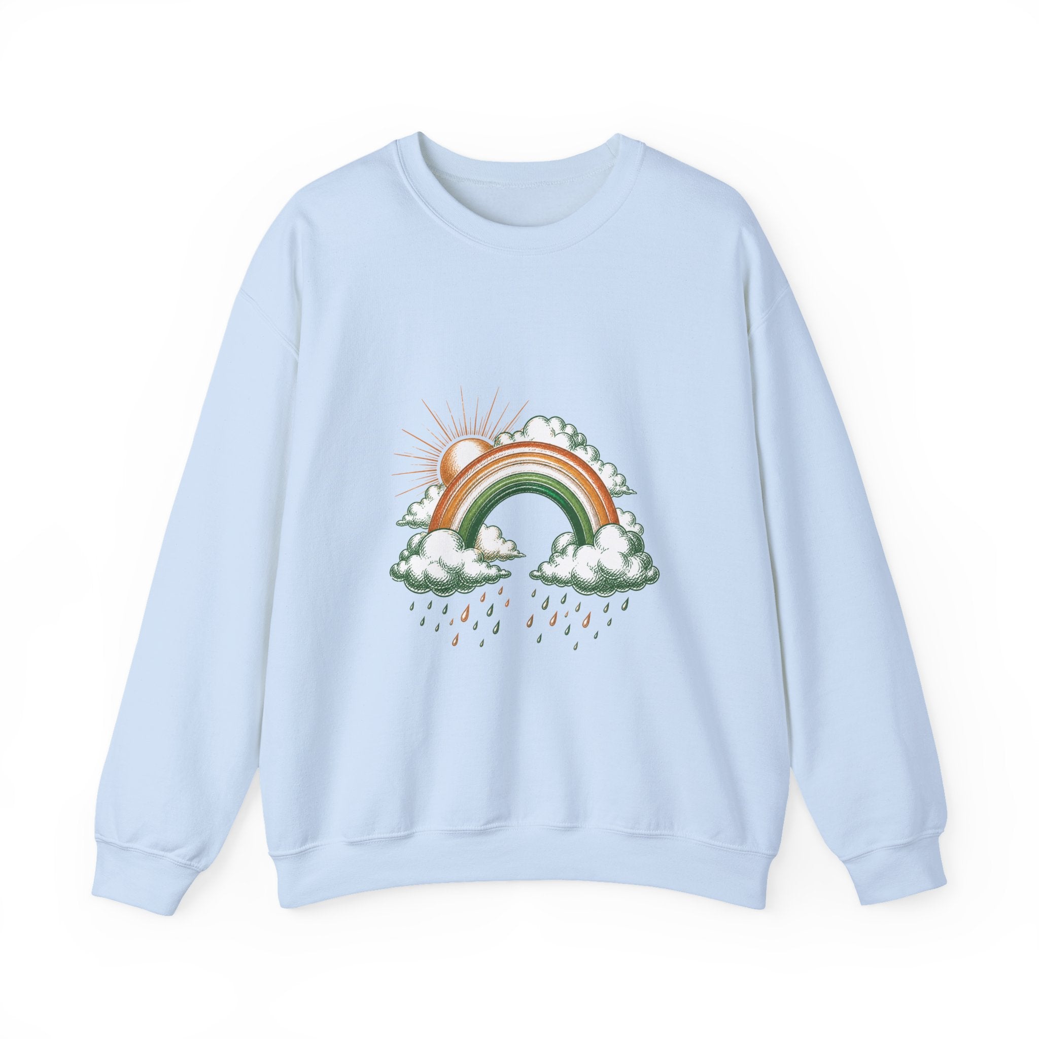 Matching Couple Sweatshirt - Storm & Rainbow Matching Couple Premium Fleece Sweatshirt Hand-Drawn Art His Hers Anniversary Gift - Design B