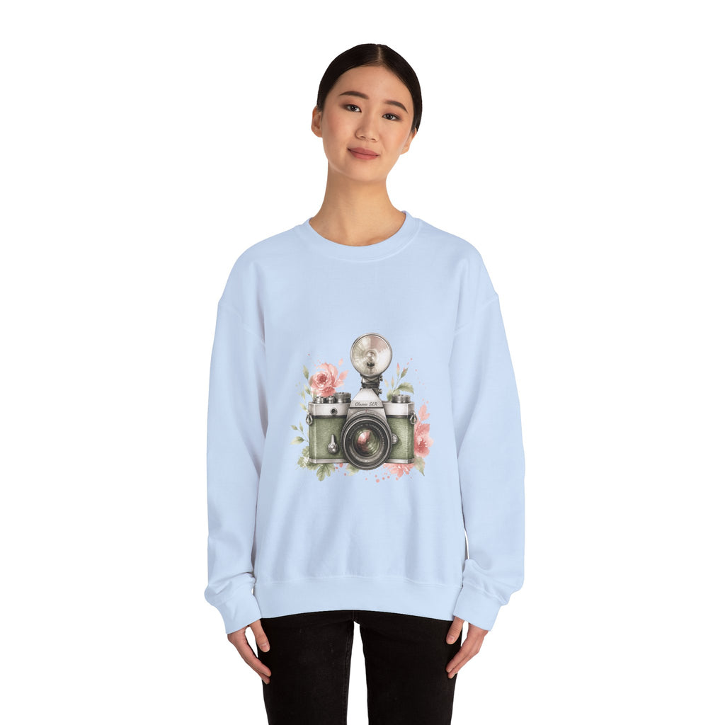 Matching Couple Sweatshirt - Camera & Film Matching Couple Crewneck Sweatshirt Watercolor Art His Hers Engagement Gift - Design A