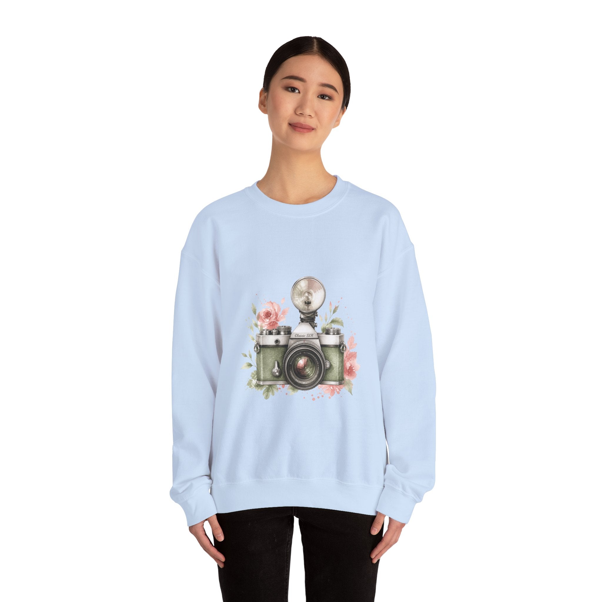 Matching Couple Sweatshirt - Camera & Film Matching Couple Crewneck Sweatshirt Watercolor Art His Hers Engagement Gift - Design A