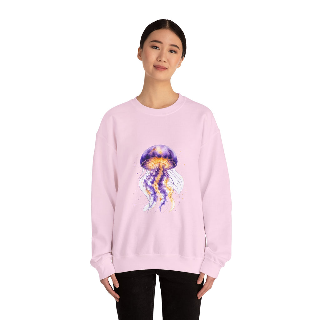 Matching Couple Sweatshirt - Octopus & Jellyfish Matching Couple Comfort Colors Crew Watercolor Art His Hers Birthday Gift - Design B