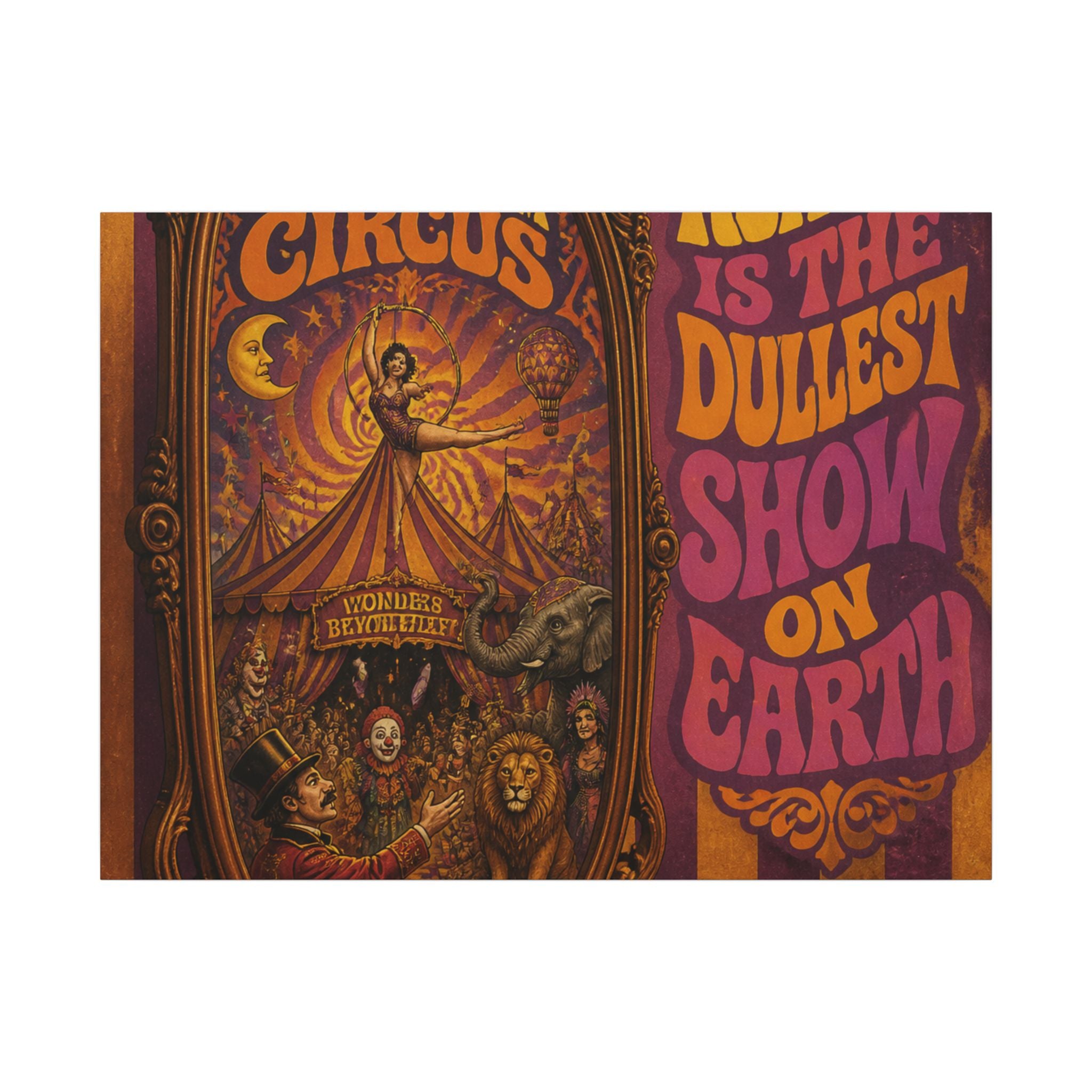 Vintage Mirror Circus Wall Art Canvas 16×20 Psychedelic Cafe Decor Maximalist Print