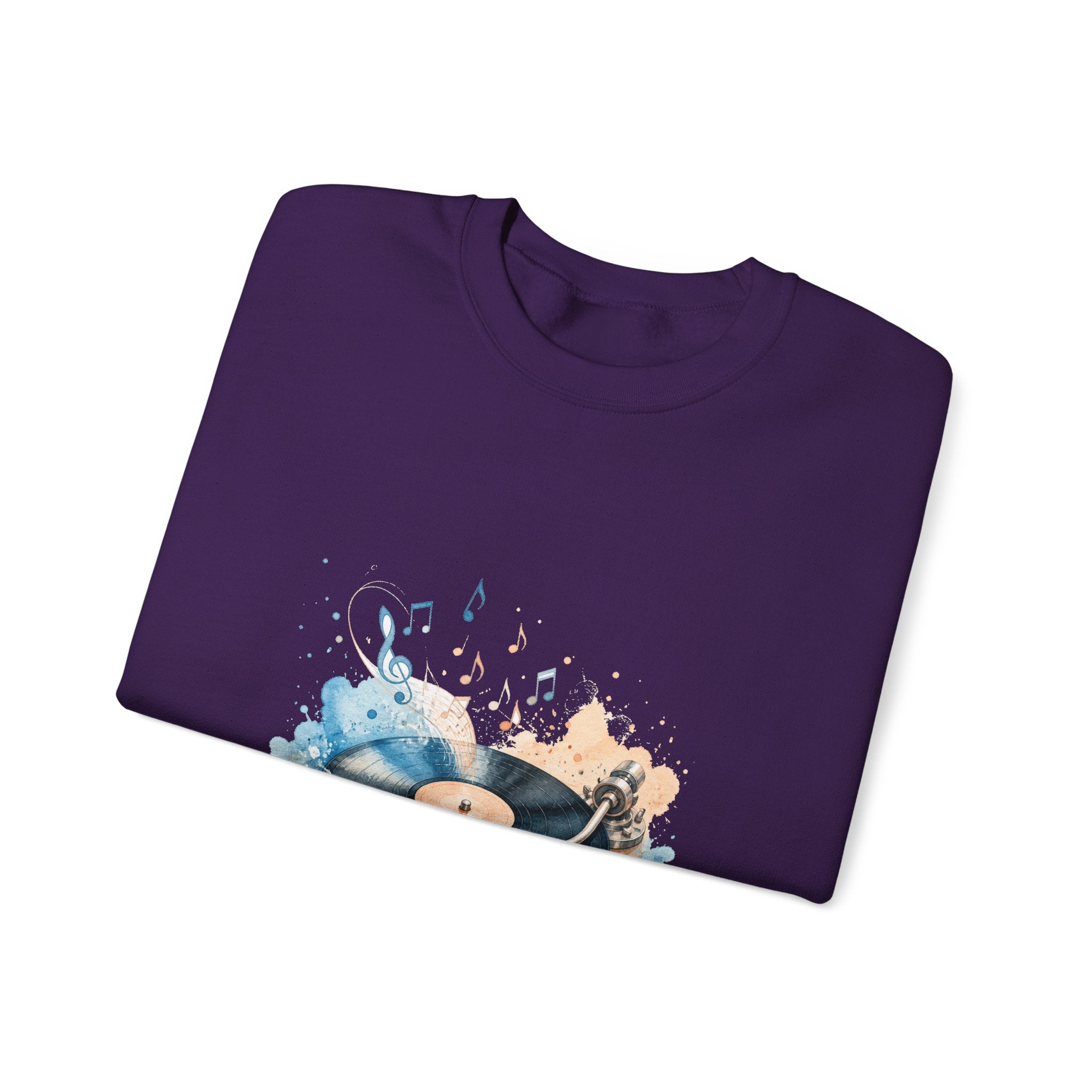Matching Couple Sweatshirt - Vinyl & Cassette Matching Couple Comfort Colors Crew Watercolor Art His Hers Birthday Gift - Design A