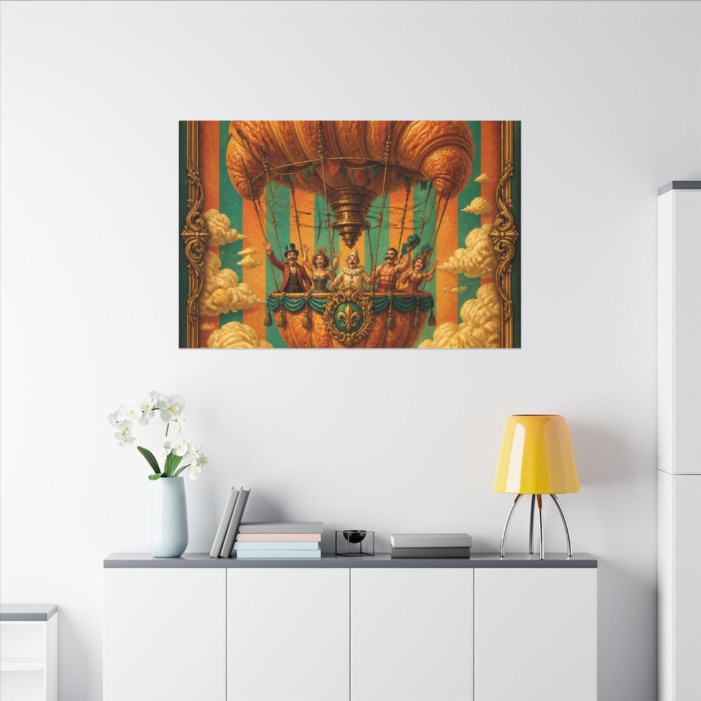 Croissant Hot Air Balloon Wall Art Canvas 24×36 Baroque Studio Decor Maximalist Print