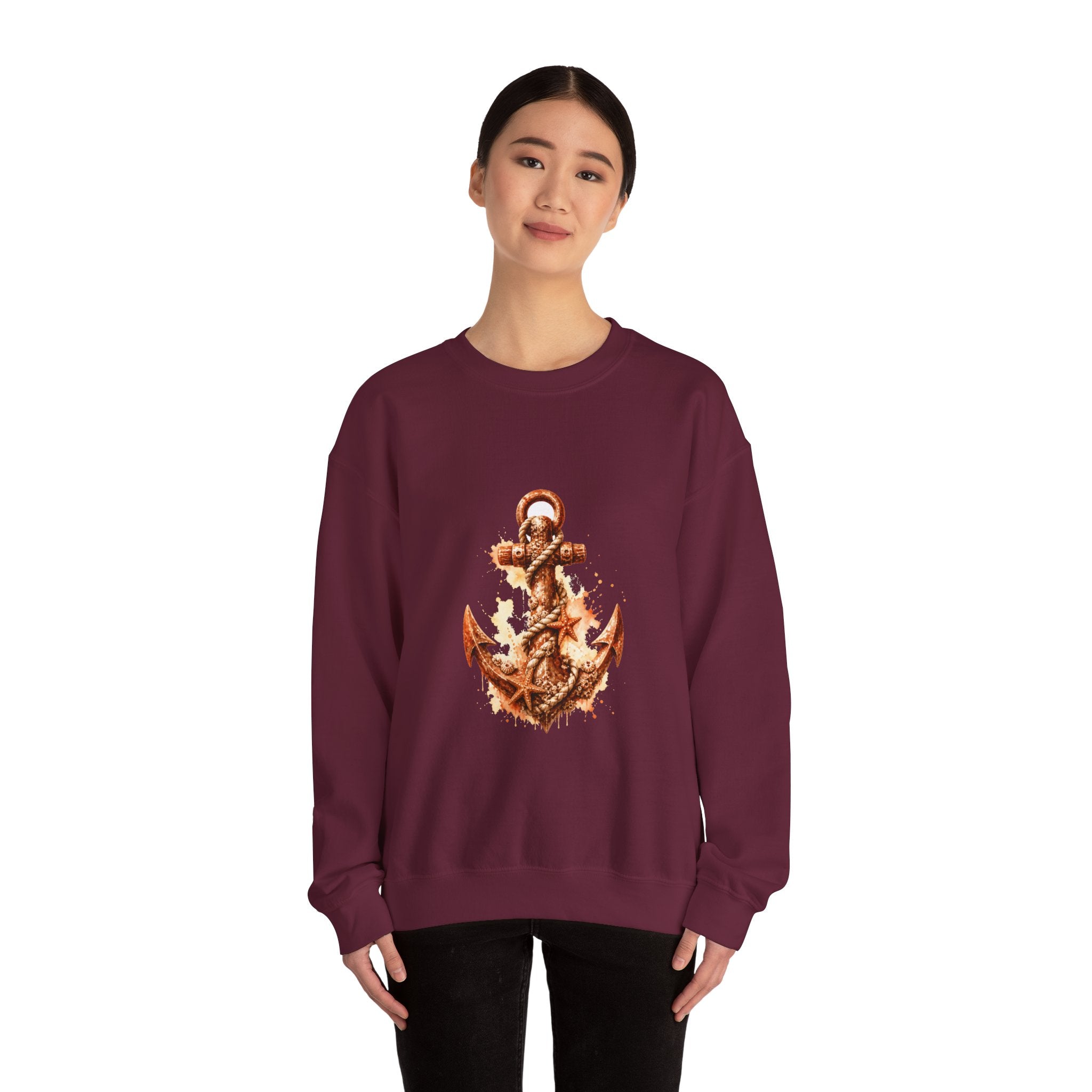 Matching Couple Sweatshirt - Anchor & Sail Matching Couple Crewneck Sweatshirt Watercolor Art His Hers Engagement Gift - Design A