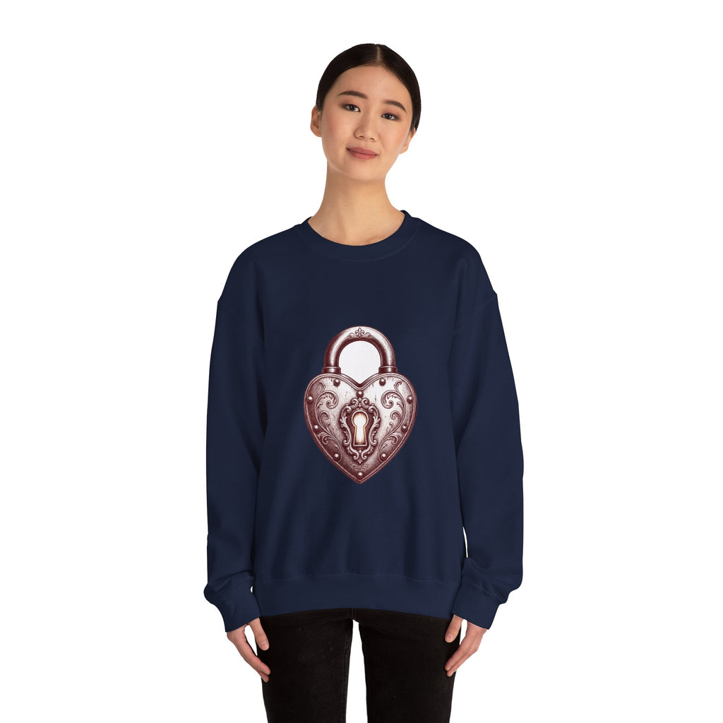 Matching Couple Sweatshirt - Key & Lock Matching Couple Premium Fleece Sweatshirt Hand-Drawn Art His Hers Anniversary Gift - Design B