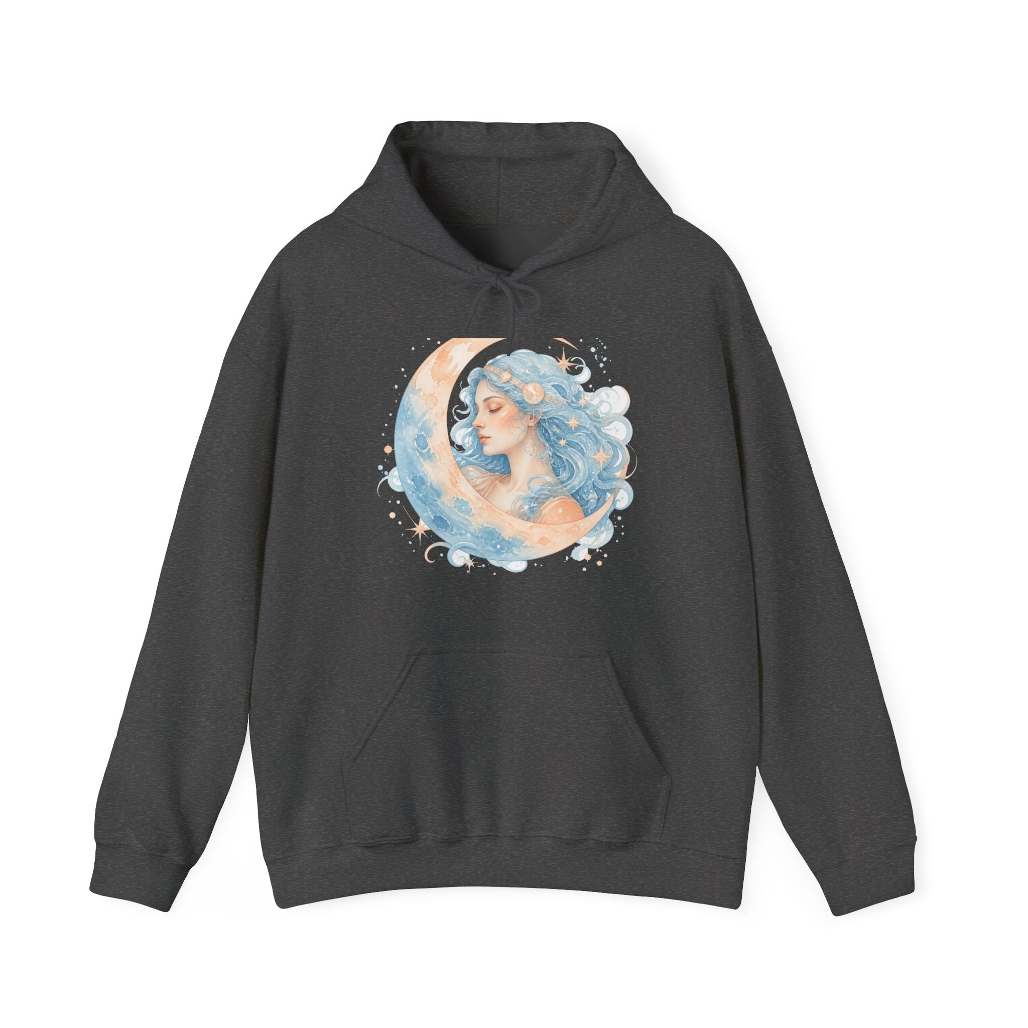 Matching Couple Sweatshirt - Helios & Selene Matching Couple Hooded Sweatshirt Watercolor Art His Hers Engagement Gift - Design B