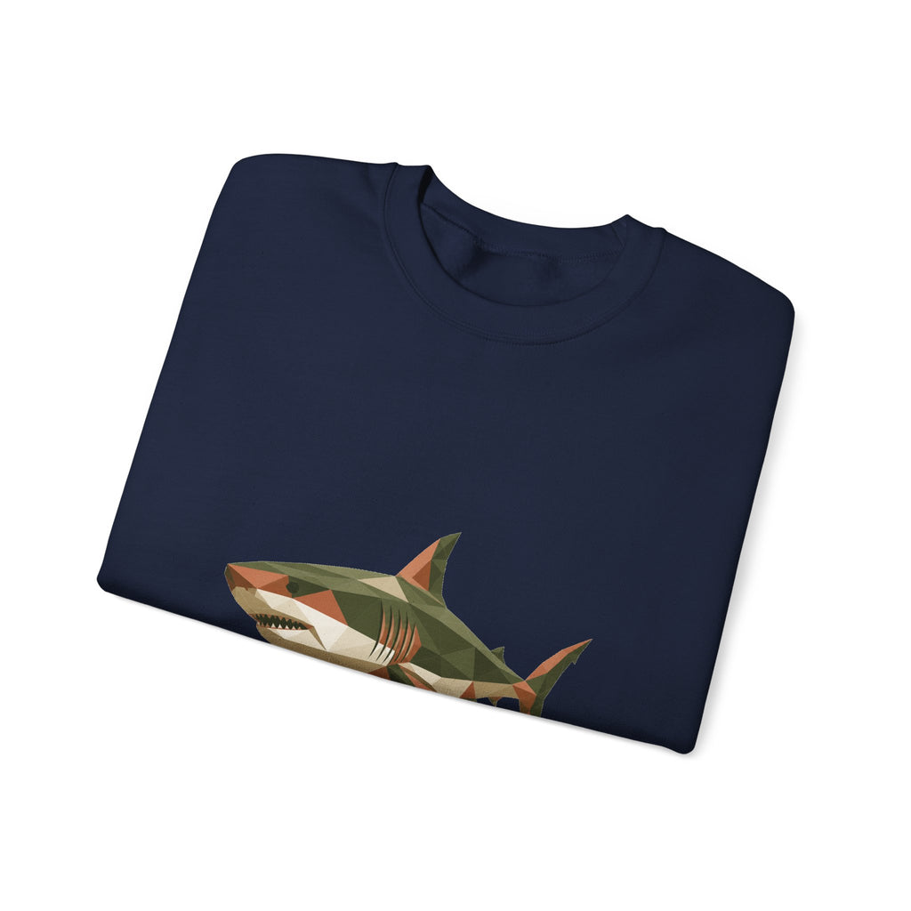 Matching Couple Sweatshirt - Shark & Dolphin Matching Couple Crewneck Sweatshirt Geometric Art His Hers Couple Gift - Design A