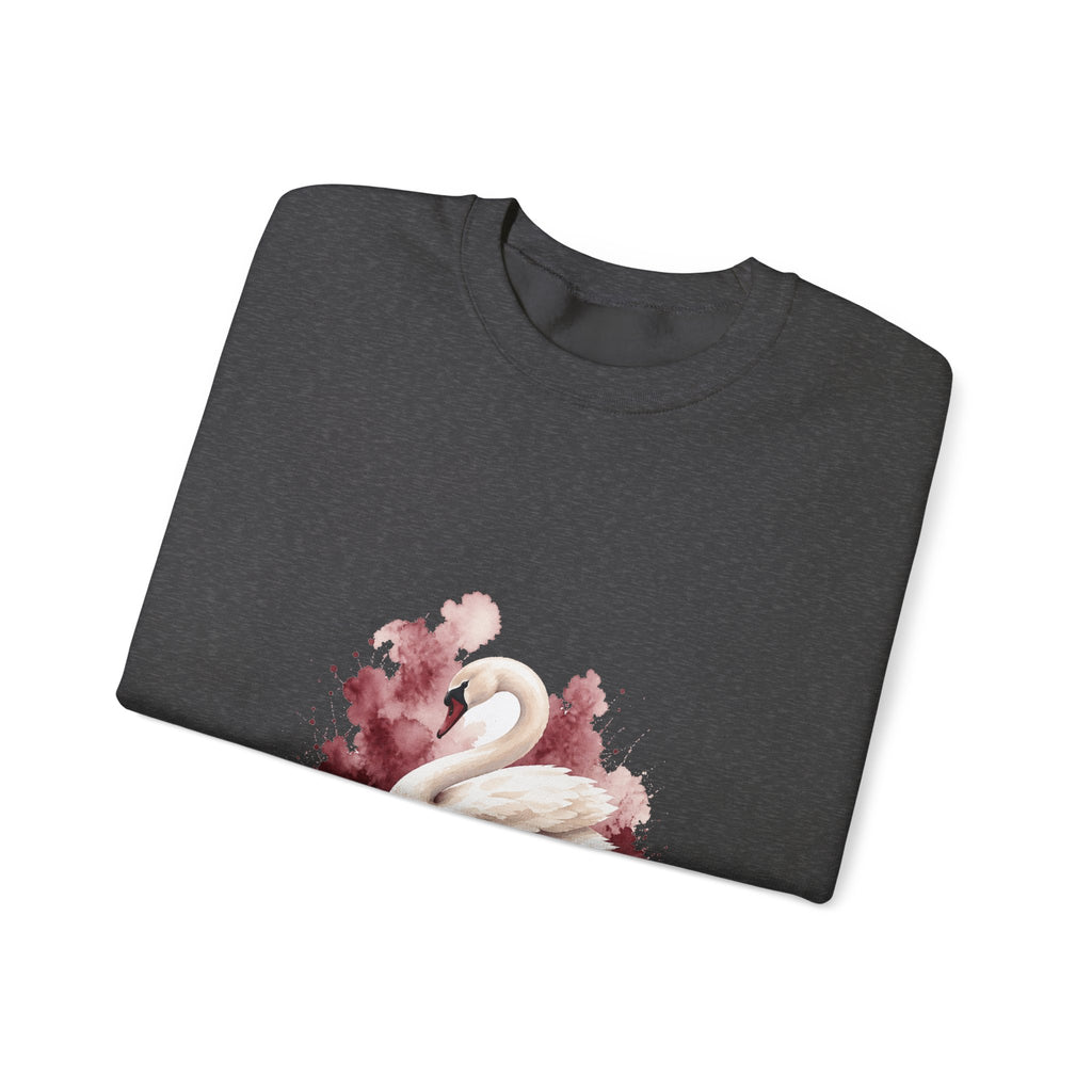 Matching Couple Sweatshirt - Raven & Swan Matching Couple Premium Fleece Sweatshirt Watercolor Art His Hers Birthday Gift - Design B