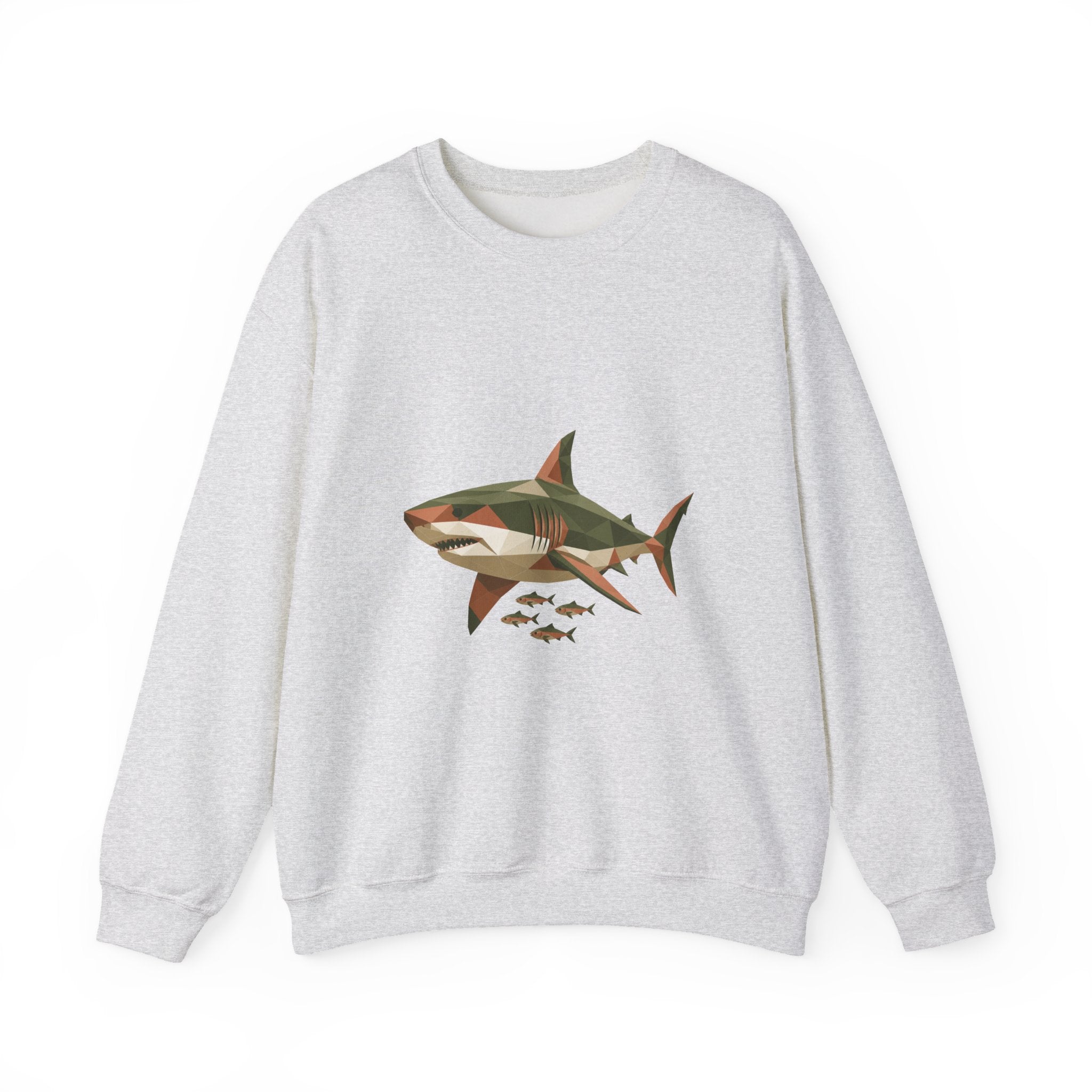 Matching Couple Sweatshirt - Shark & Dolphin Matching Couple Crewneck Sweatshirt Geometric Art His Hers Couple Gift - Design A