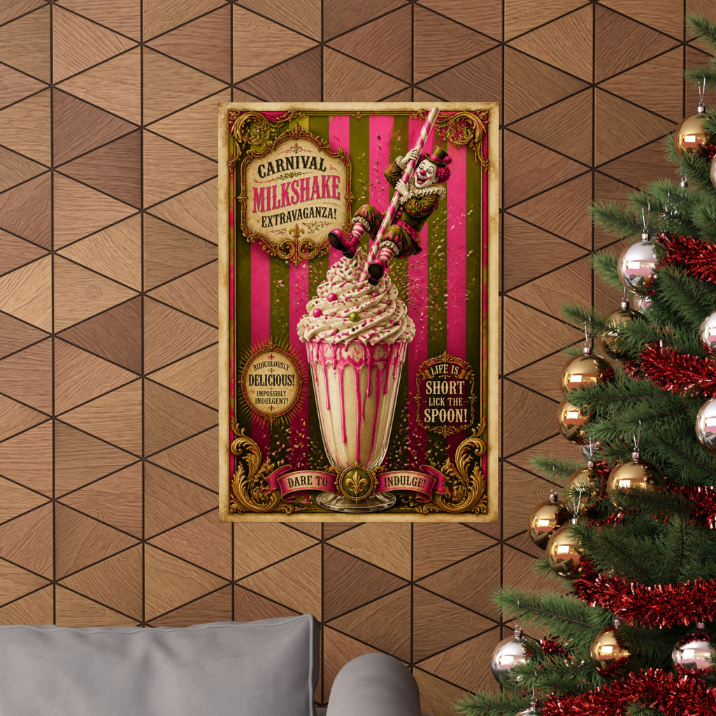 Milkshake Slide Clown Wall Art Poster 18×24 Baroque Home Office Decor Maximalist Print