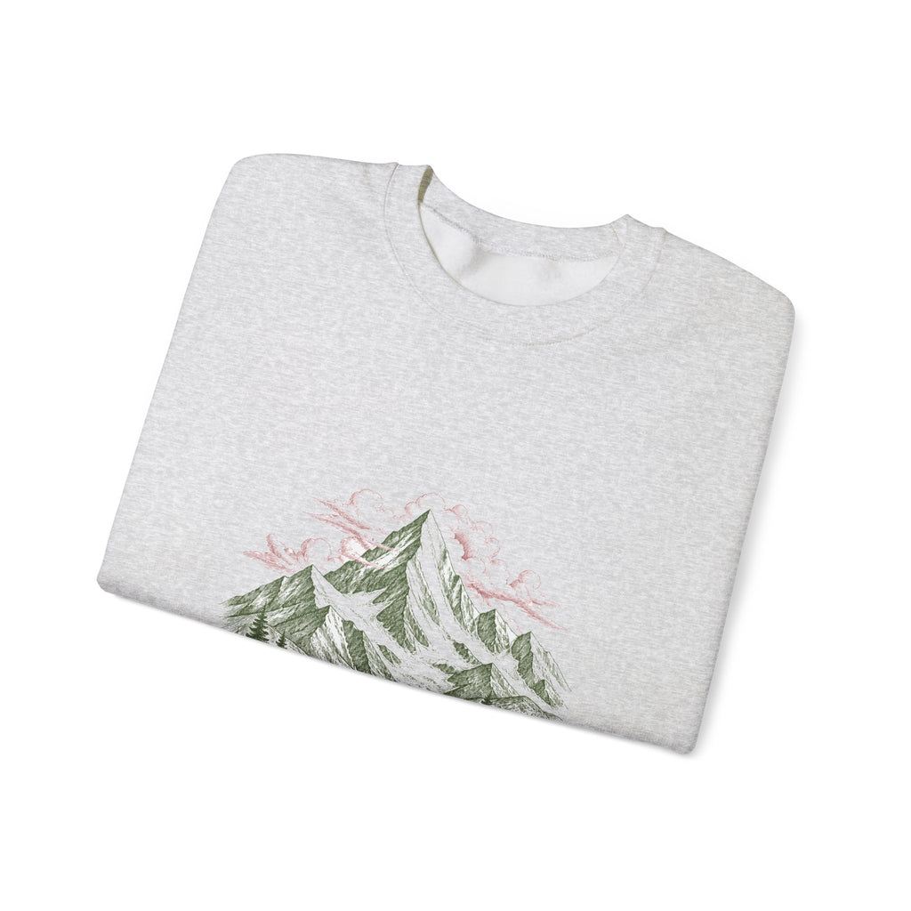 Matching Couple Sweatshirt - Mountain & Ocean Matching Couple Comfort Colors Crew Hand-Drawn Art His Hers Anniversary Gift - Design A