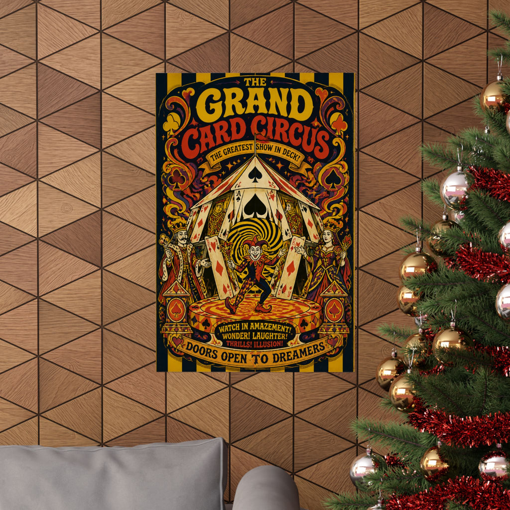 Playing Cards Tent Wall Art Poster 24×36 Psychedelic Dining Room Decor Maximalist Print
