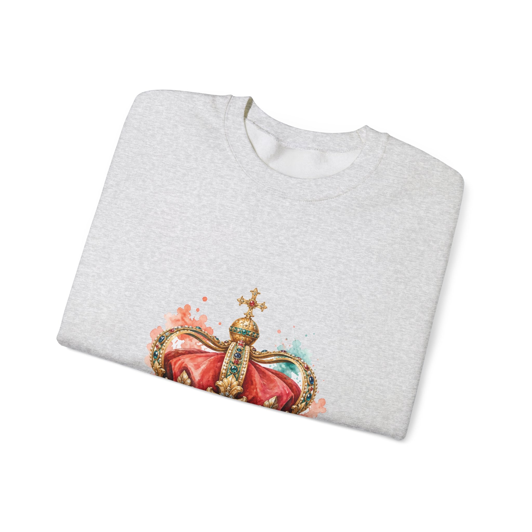 Matching Couple Sweatshirt - Crown & Shield Matching Couple Comfort Colors Crew Watercolor Art His Hers Birthday Gift - Design A