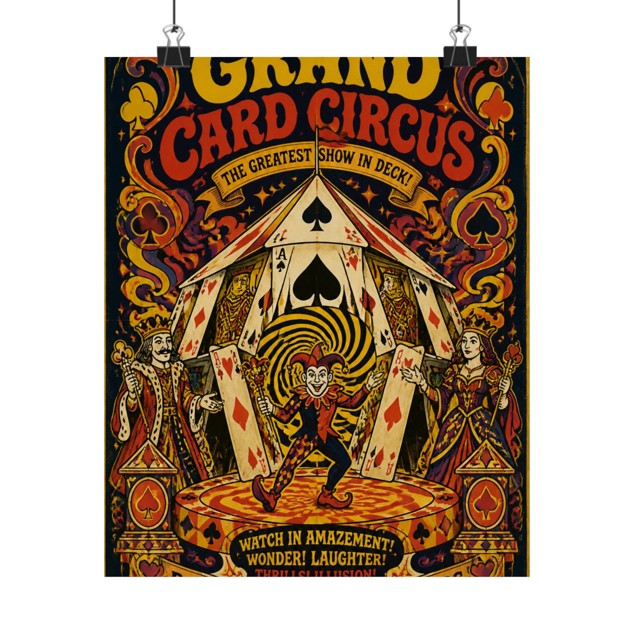 Playing Cards Tent Wall Art Poster 24×36 Psychedelic Dining Room Decor Maximalist Print