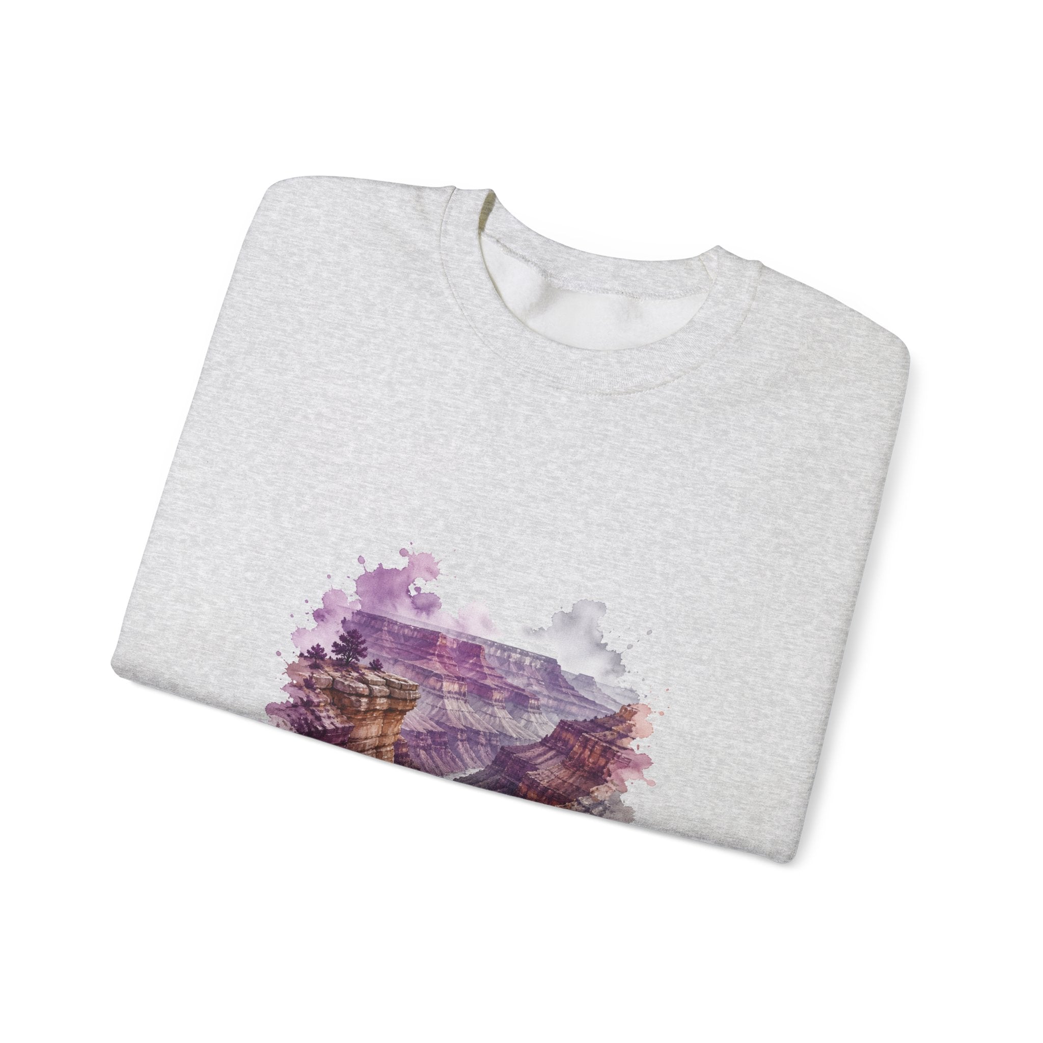 Matching Couple Sweatshirt - Lavender Fields & Canyon Matching Couple Crewneck Sweatshirt Watercolor Art His Hers Engagement Gift - Design B
