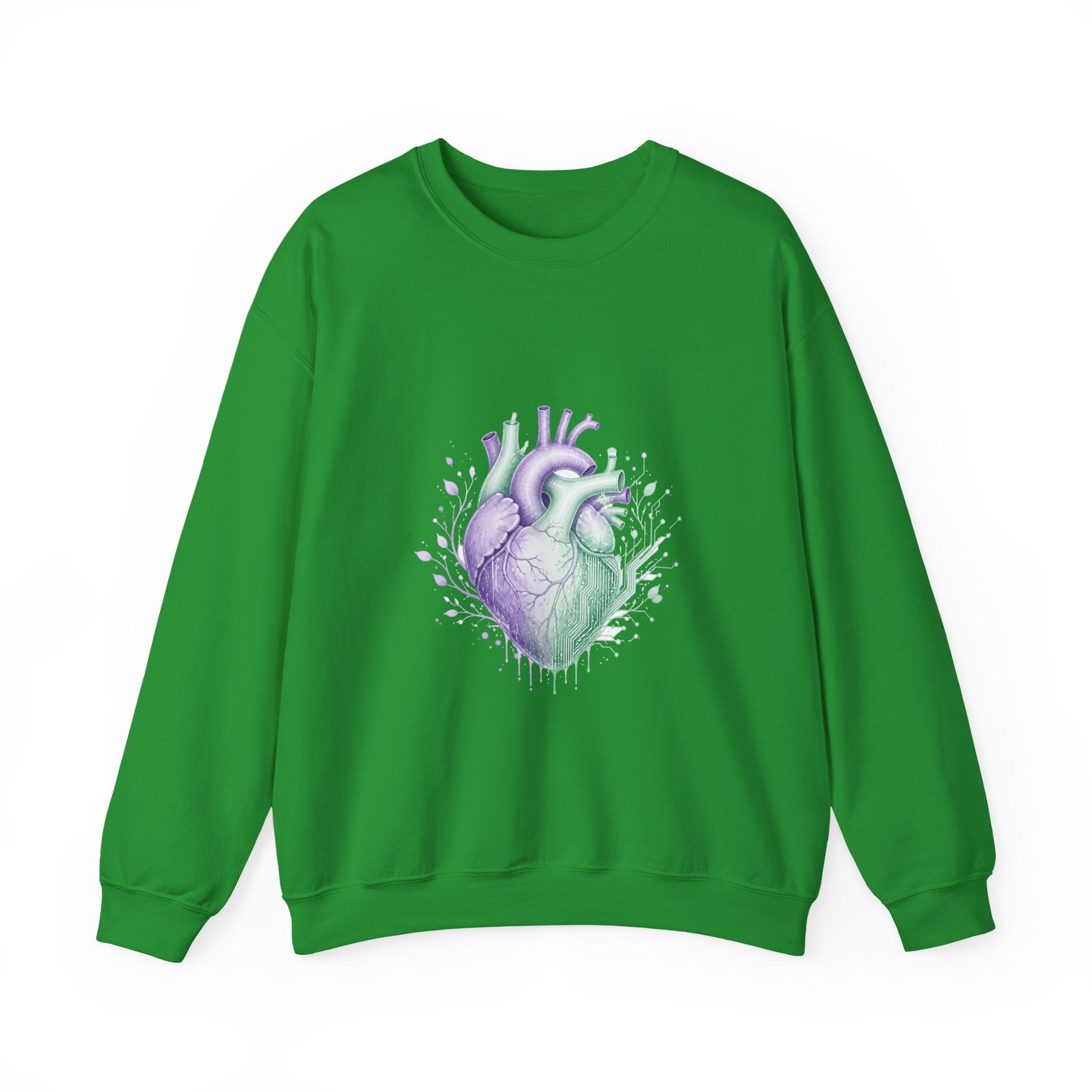 Matching Couple Sweatshirt - Robot & Heart Matching Couple Premium Fleece Sweatshirt Watercolor Art His Hers Birthday Gift - Design B
