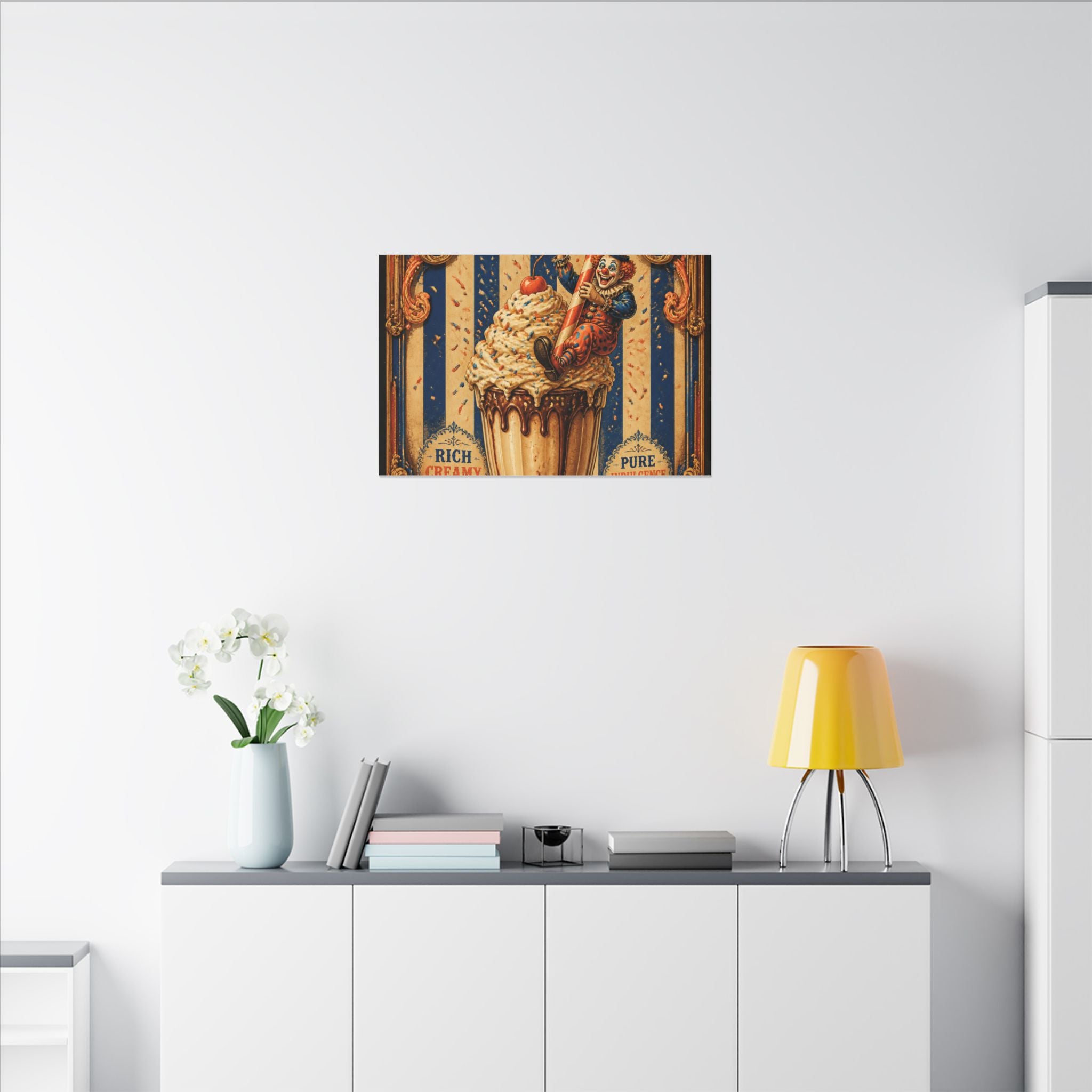 Milkshake Slide Clown Wall Art Canvas 16×20 Baroque Home Office Decor Maximalist Print
