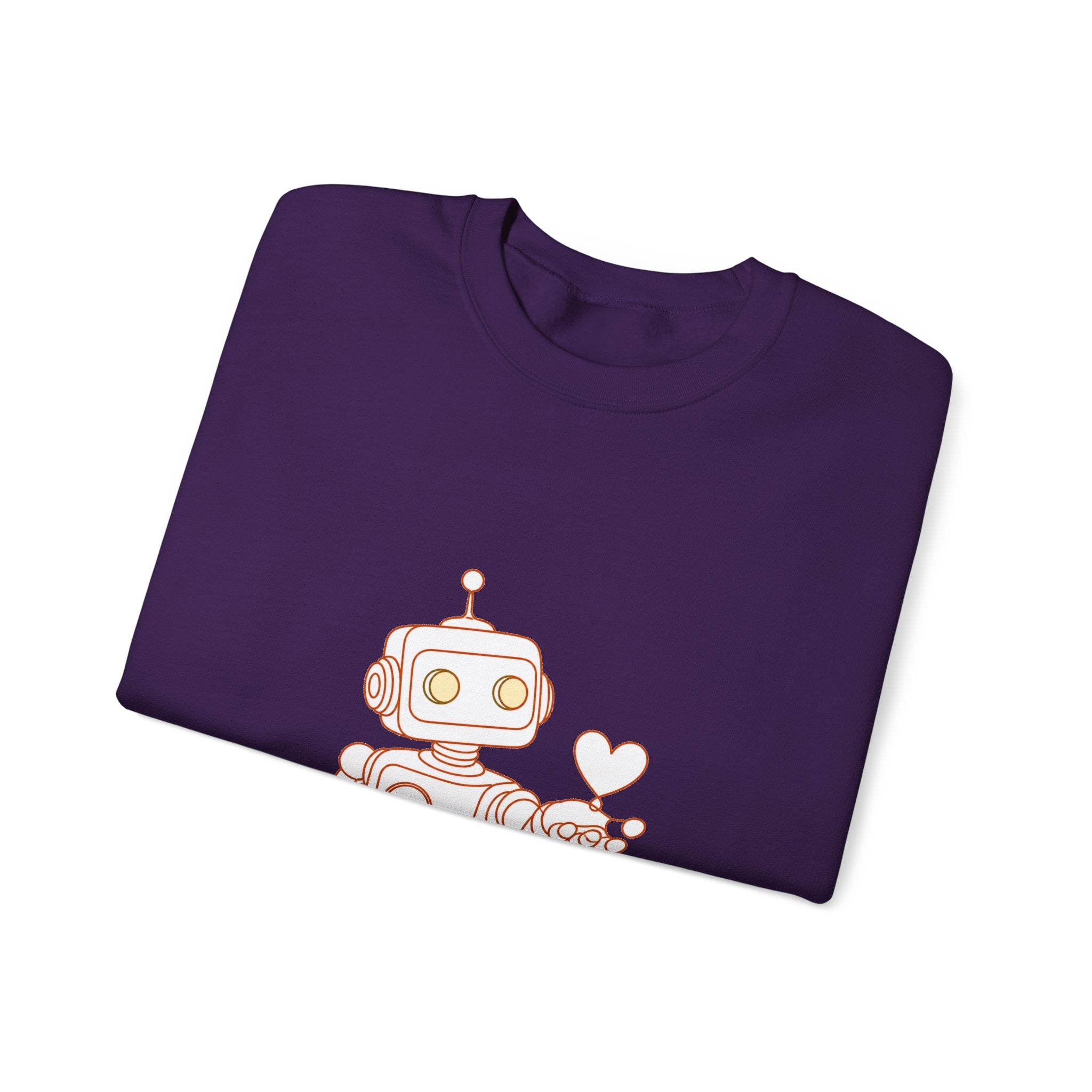 Matching Couple Sweatshirt - Robot & Heart Matching Couple Crewneck Sweatshirt Minimalist Art His Hers Valentine Gift - Design A